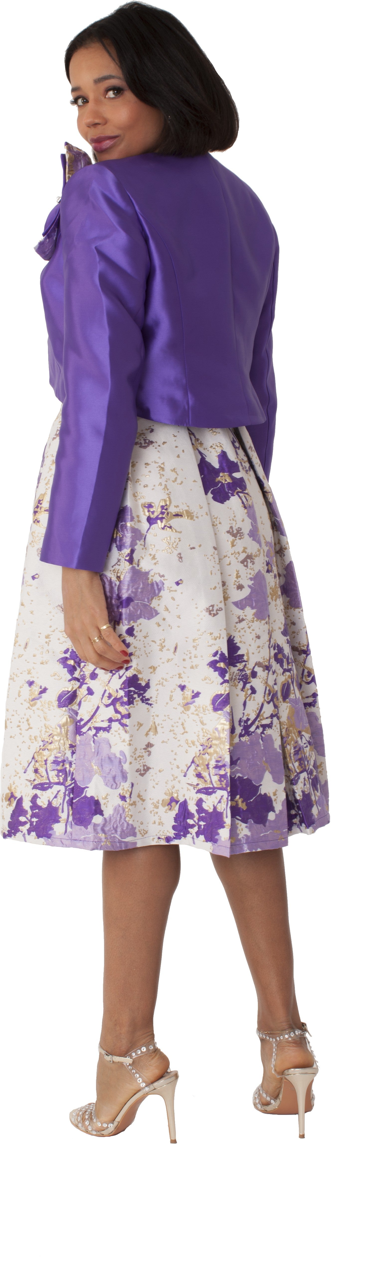 Plus Size Brocade Dress Set with Jacket & Brooch - 4830W by Tally Taylor