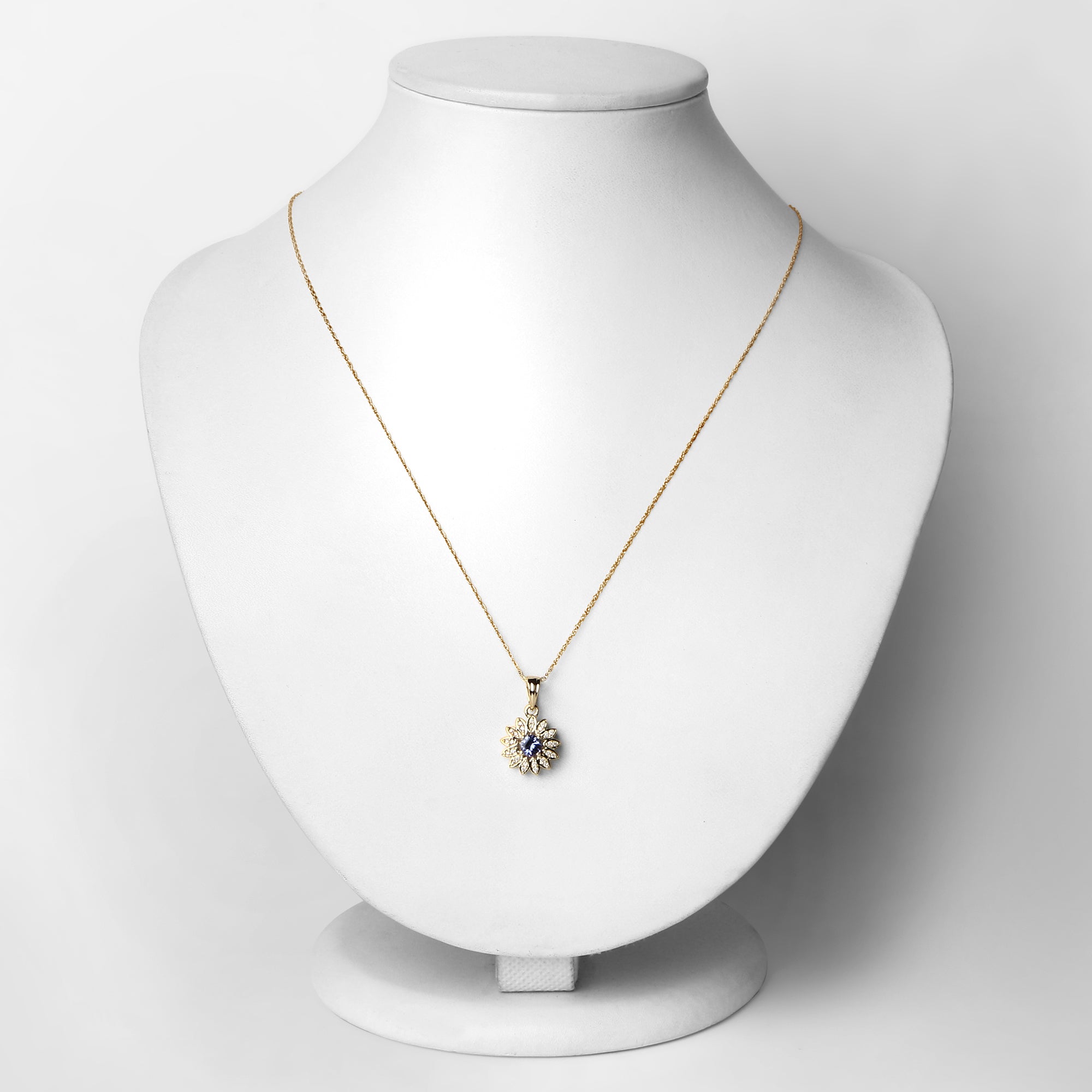 0.31 Carat Genuine Tanzanite and White Diamond 14K Yellow Gold Pendant by Bids.com
