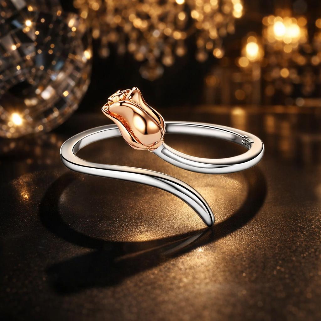 925 Sterling Silver Ring with Rose Gold and Platinum Plating, 0.4*0.6cm for Women by Bids.com