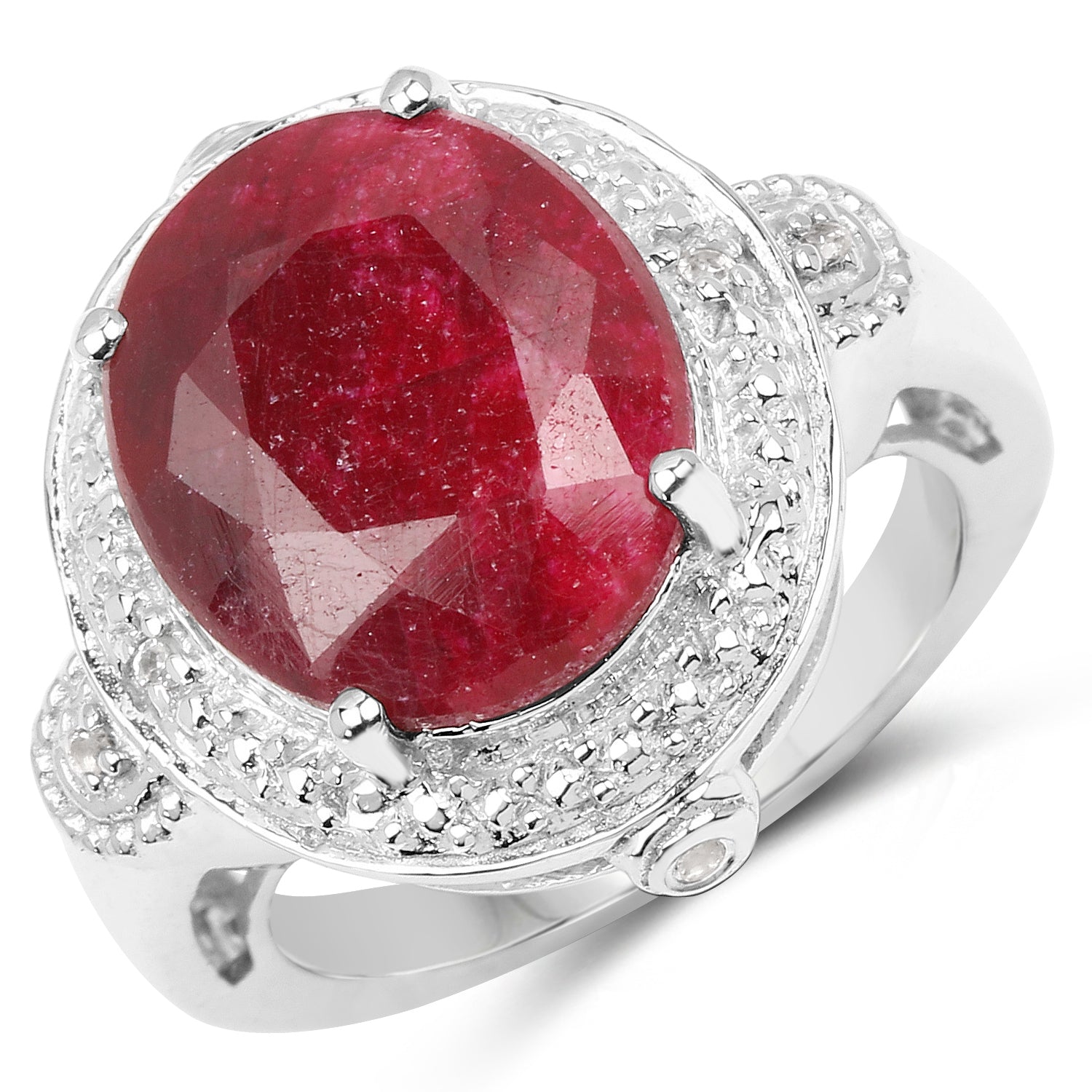 8.64 Carat Dyed Ruby & White Topaz .925 Sterling Silver Ring by Bids.com