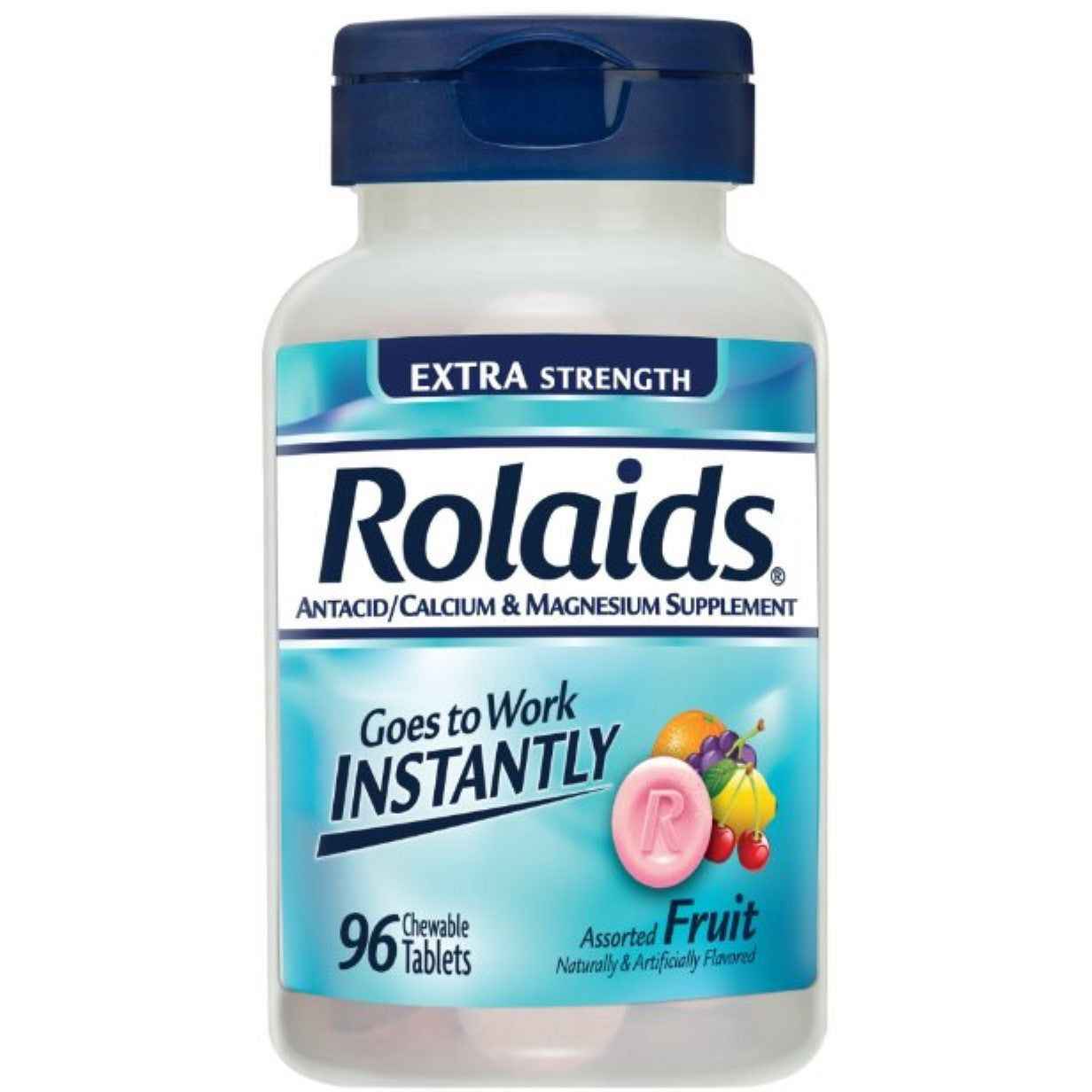 Rolaids Antacid/Calcium & Magnesium Supplement, Extra Strength, Chewable Tablets, Assorted Fruit by Pasteur Pharmacy