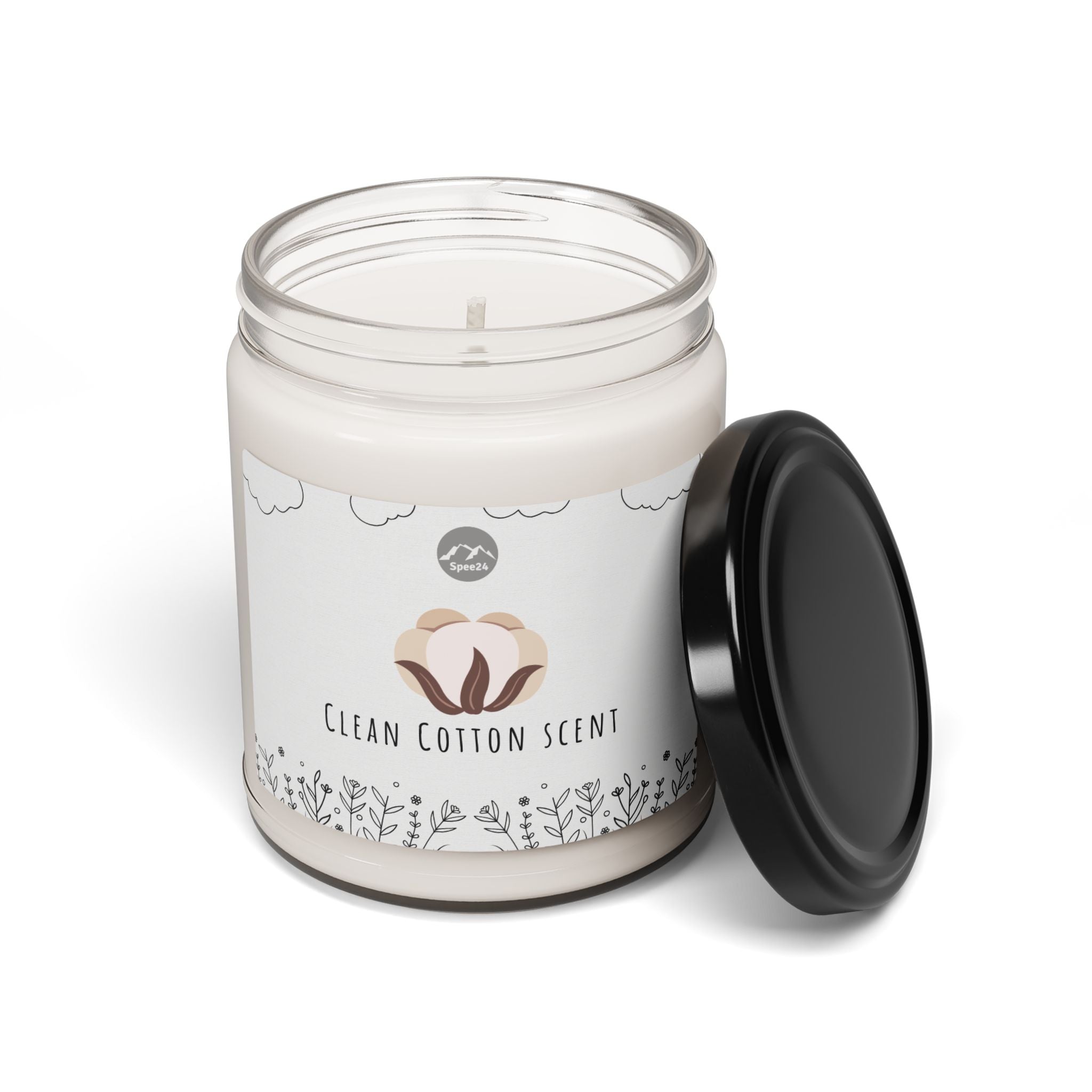 Clean Cotton Scented Soy Candle, Aromatherapy Candle, Home Decor Gift, Eco-Friendly Candle, Relaxation Candle, Candle for Stress Relief-- 9oz by Spee24, LLC