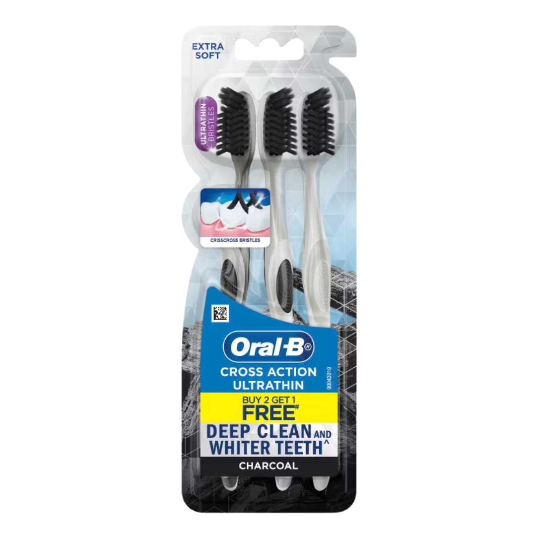 ORAL-B Extra Soft Charcoal Toothbrushes 3 Pack DestGlow