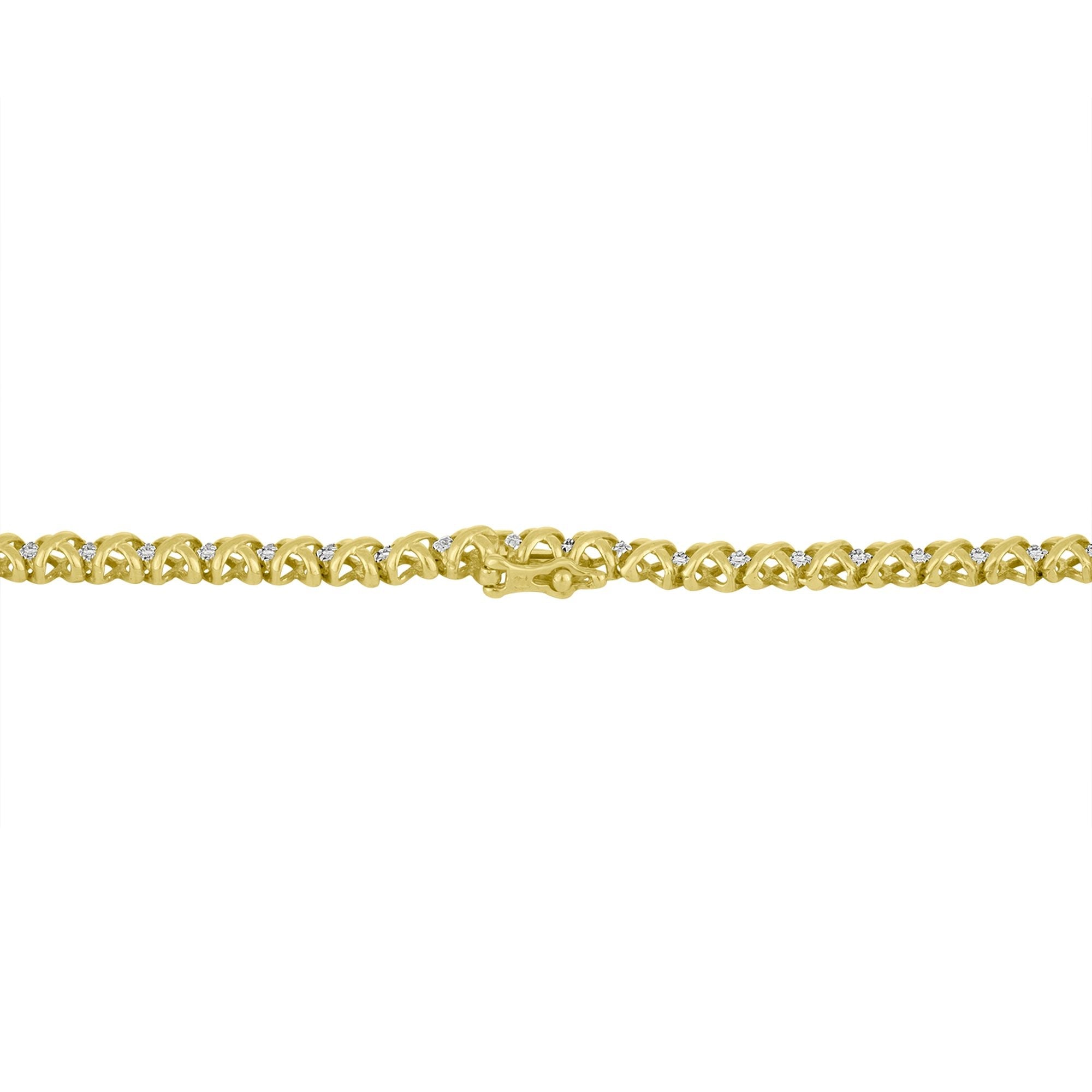 10K Yellow Gold 4 cttw Brilliant Round-Cut Diamond Graduating Riviera Statement Necklace (H-I Color, I2-I3 Clarity) by Bids.com