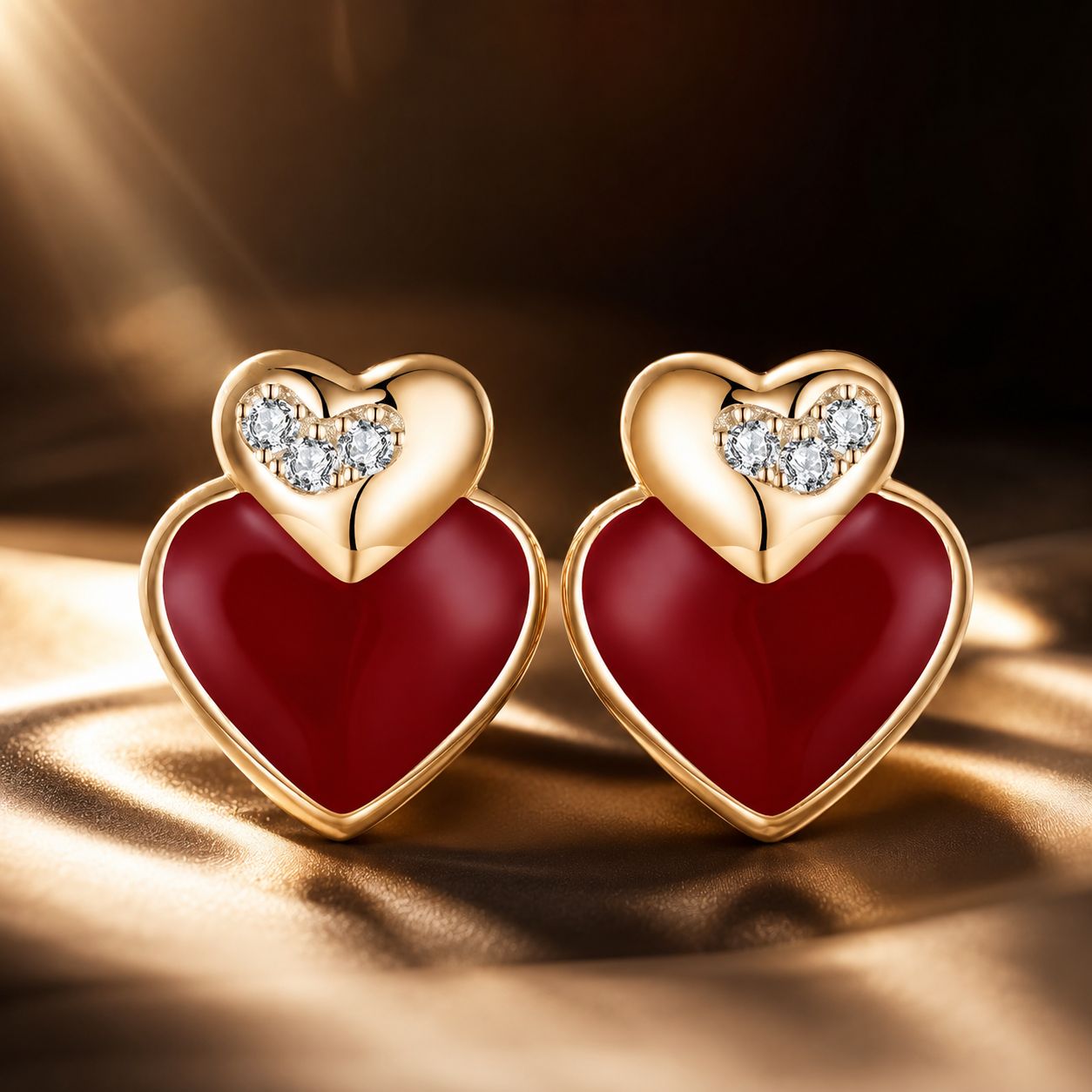 925 Sterling Silver Earrings with Enamel Finish and Pavé Setting in Rose Gold DestGlow