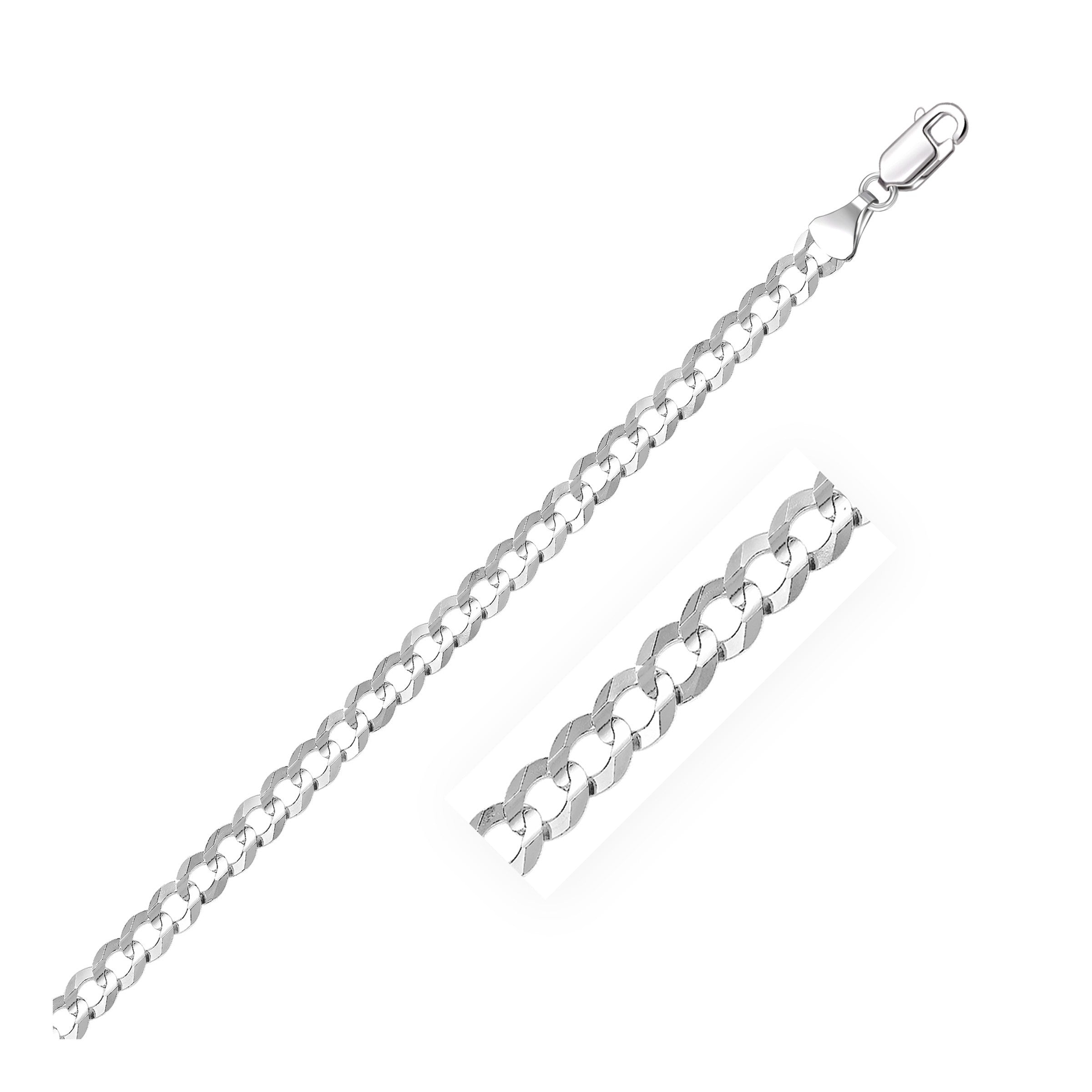 4.7mm 14k White Gold Solid Curb Bracelet by Bids.com