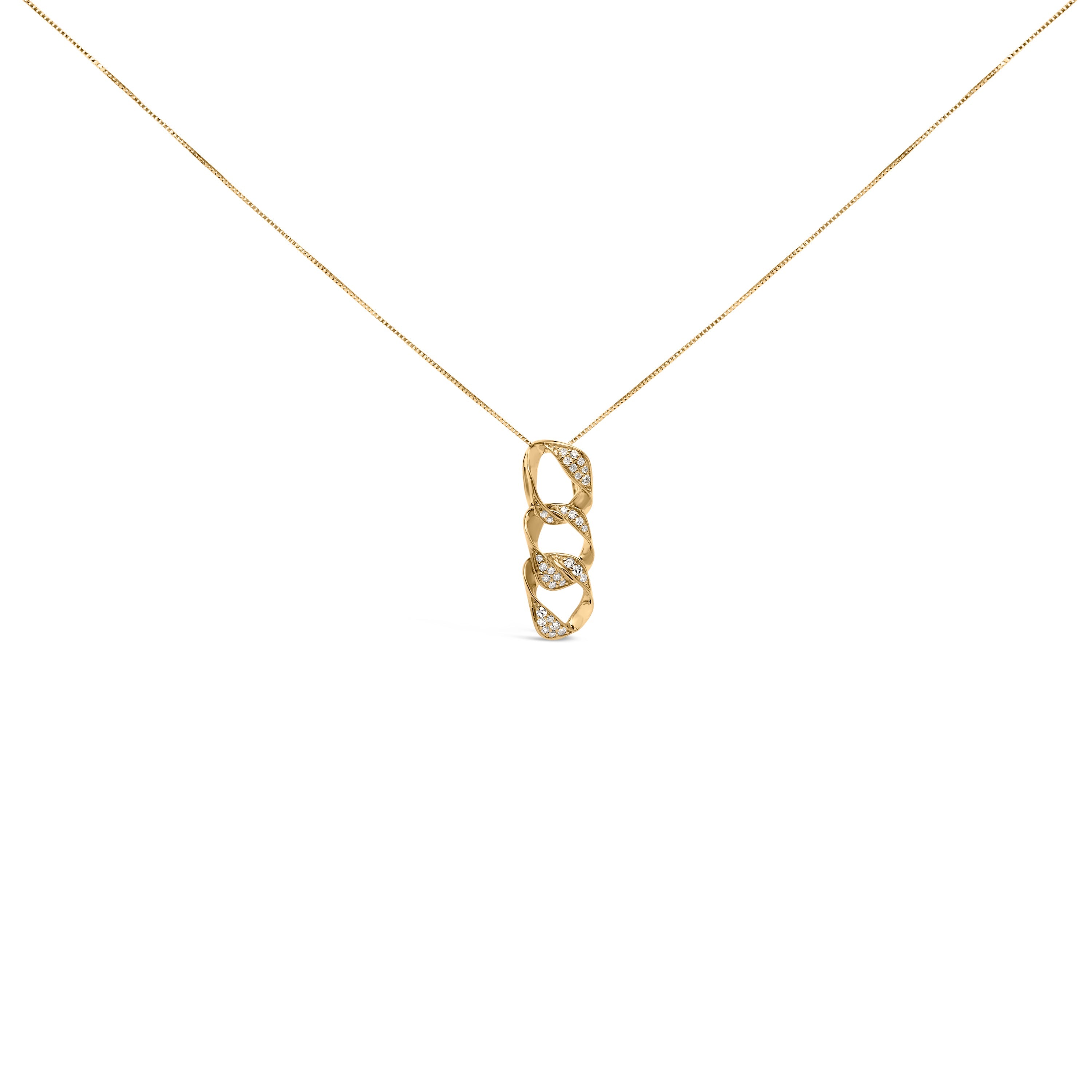 14K Yellow Gold Plated .925 Sterling Silver 1/6 Cttw Diamond Interlocking Triple Asymmetric Circle Hoop 18" Pendant Necklace (H-I Color, I1-I2 Clarity) by Bids.com