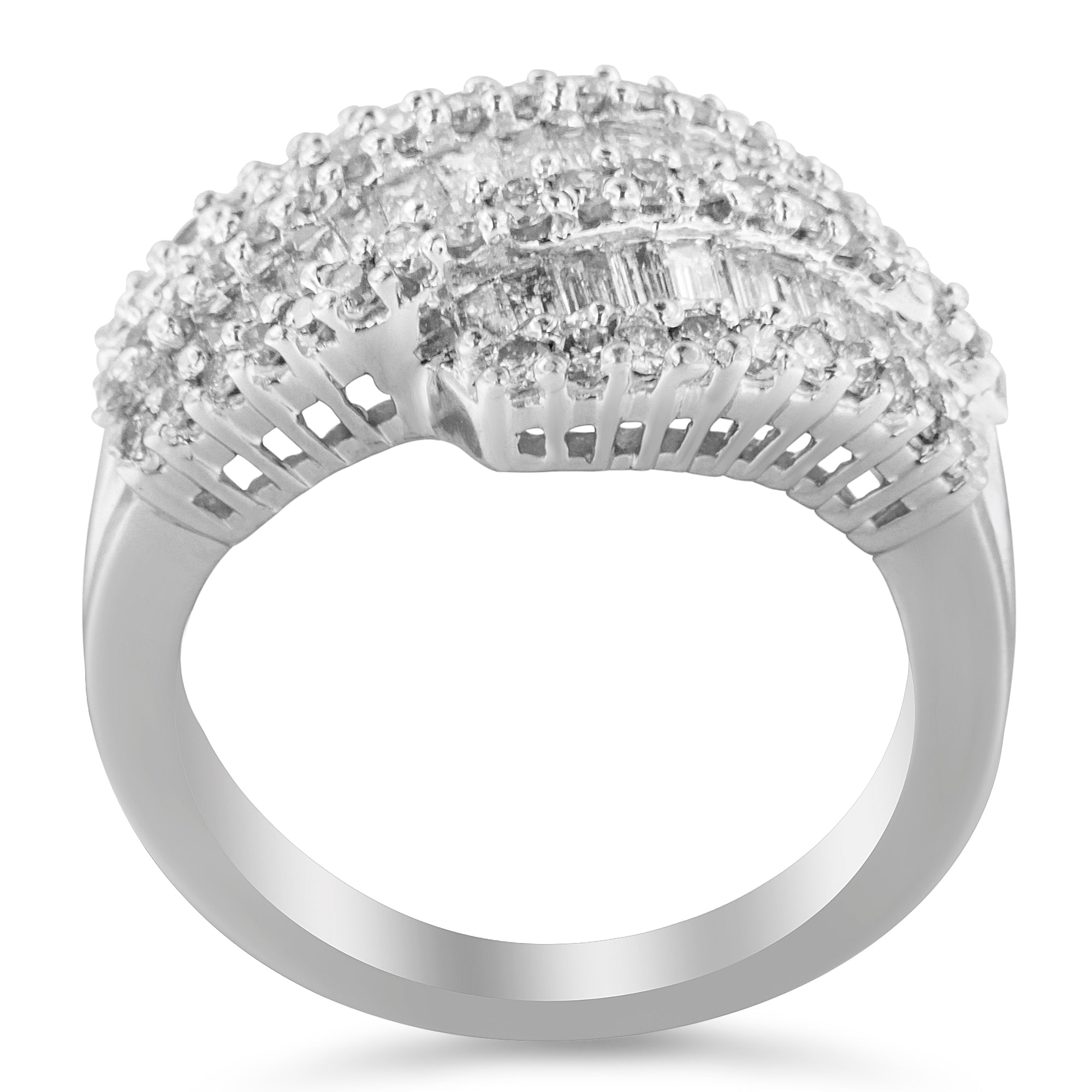 14K White Gold Diamond Cocktail Ring Band (1 3/4 Cttw, H-I Color, SI2-I1 Clarity) - Size 6-1/2 by Bids.com