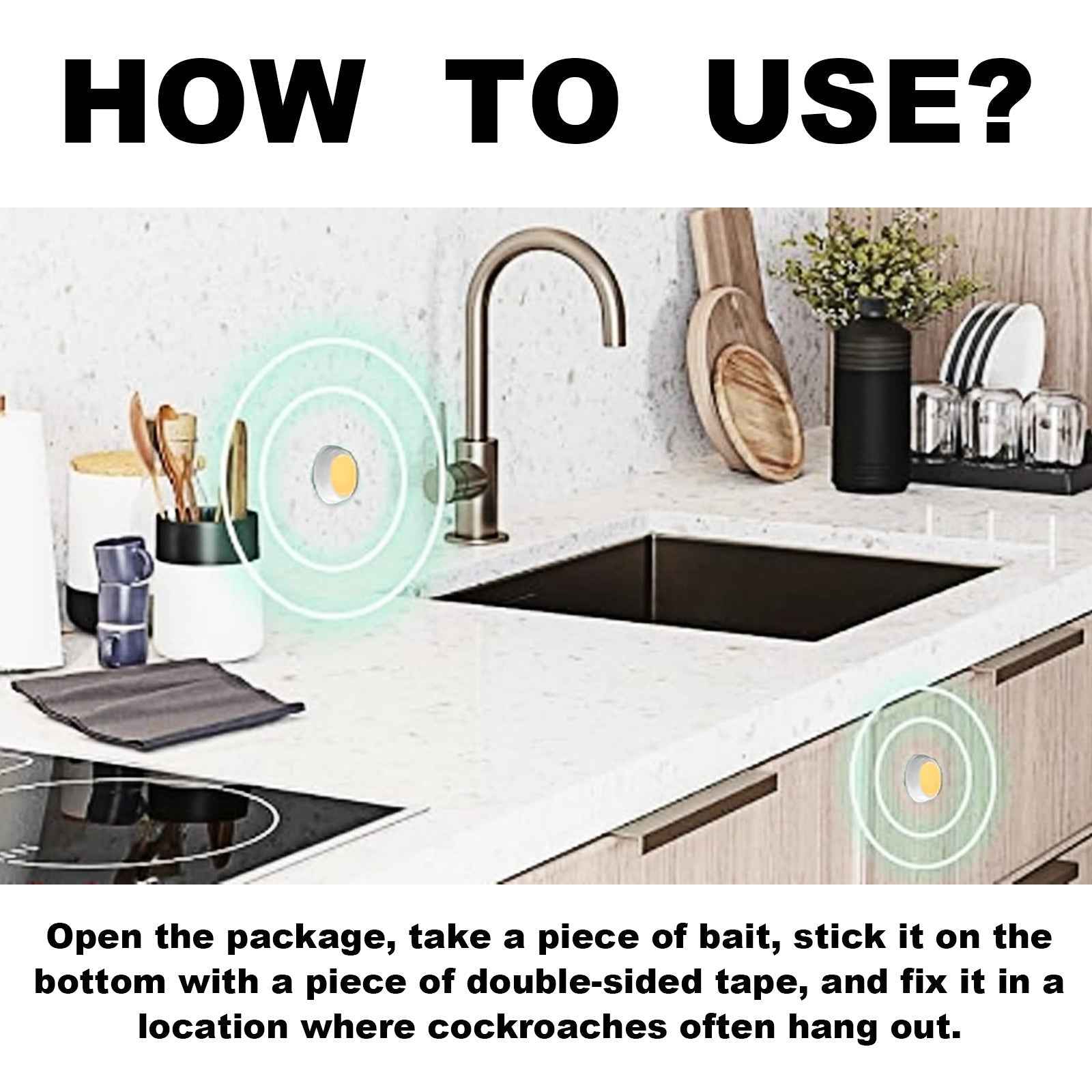 MoonSpry Roach Ace Bait Station, Insect-Repellent Cockroach Bait Kitchen Home Cockroach Elimination Whole Nest End Cleaner