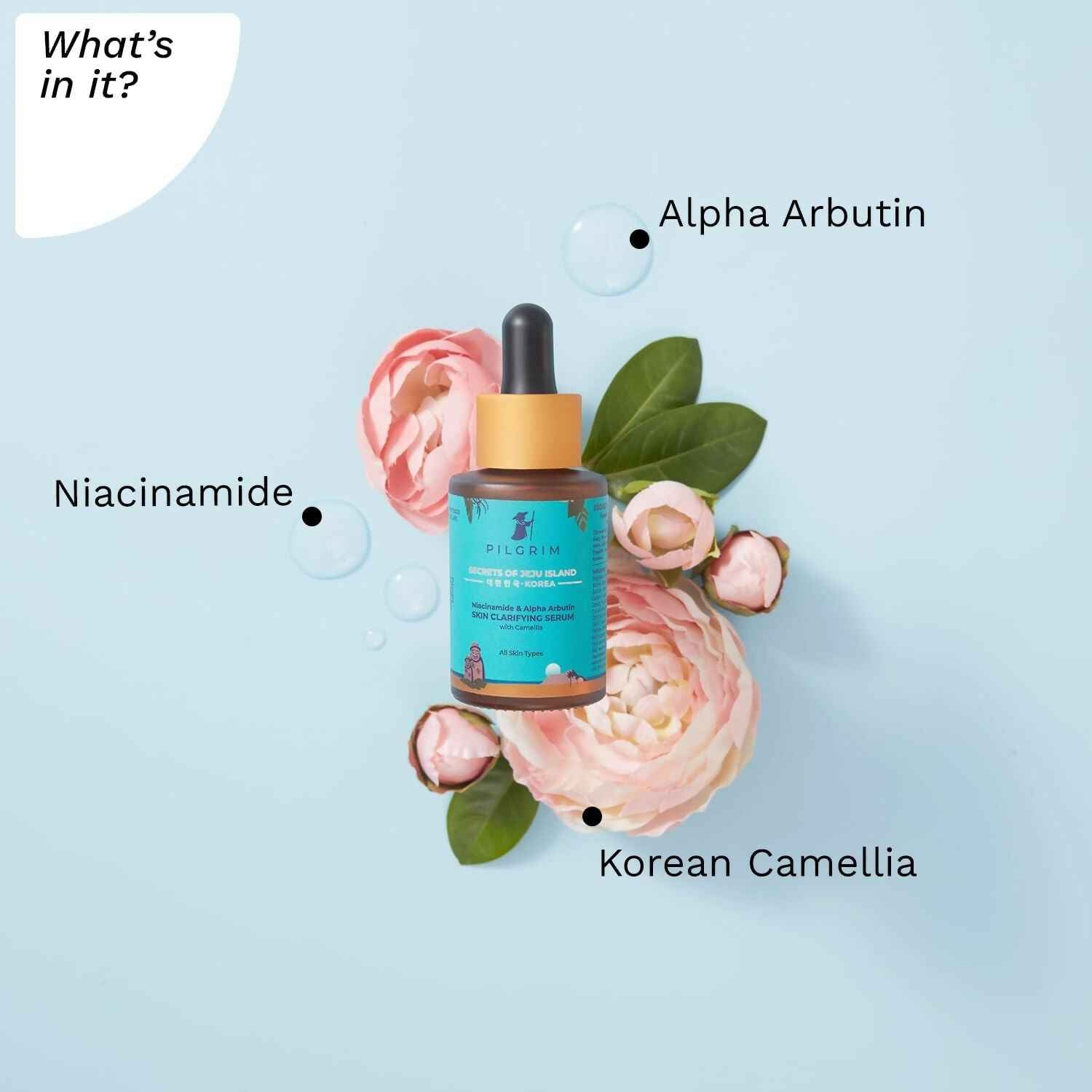 Pilgrim Niacinamide 5% + Alpha Arbutin 1% Skin Clarifying Serum For Acne & Acne marks - Korean Skin Care