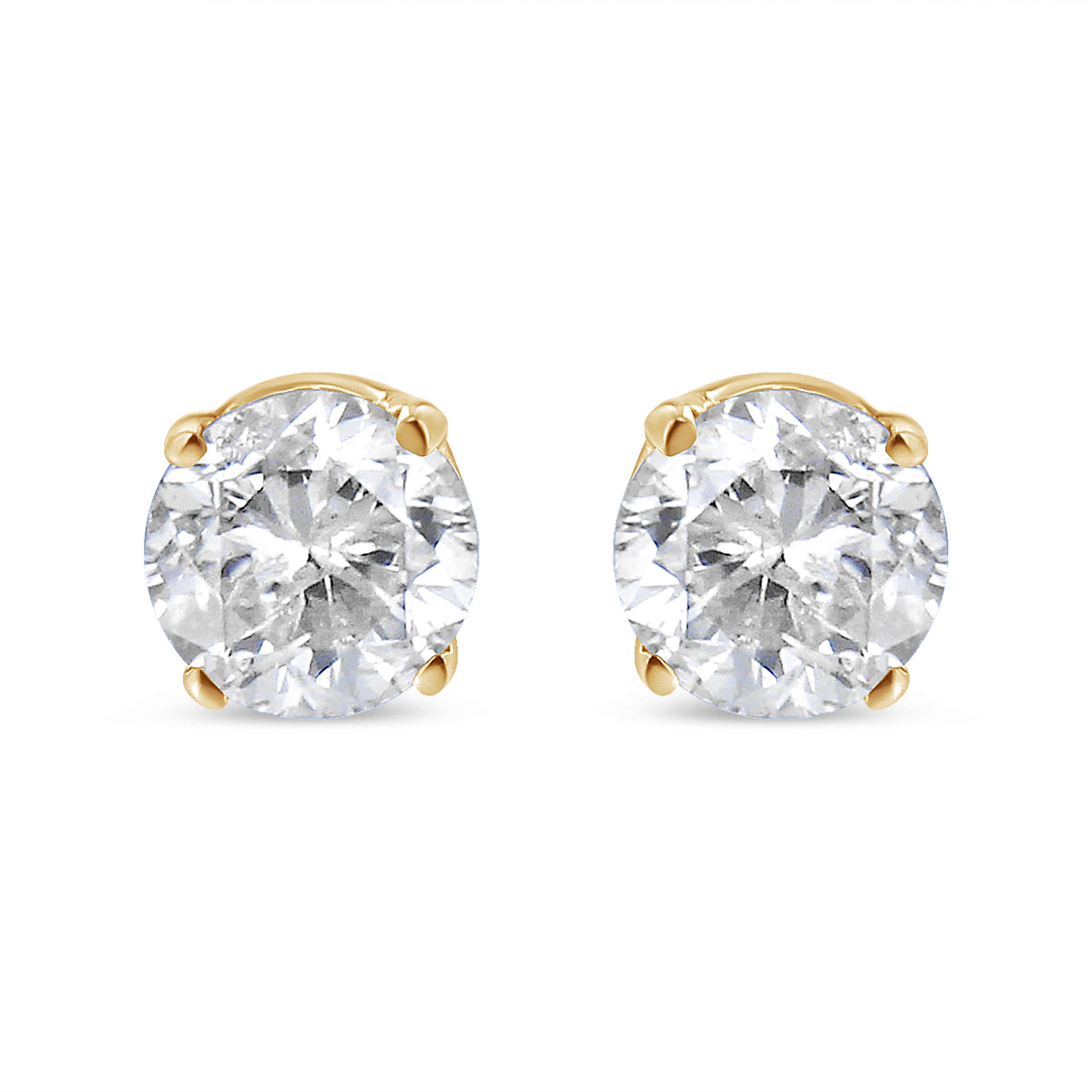 14K Yellow Gold 1/2 Cttw Round-Cut Diamond Solitaire Stud Earrings (O-P Color, SI2-I1 Clarity) DestGlow
