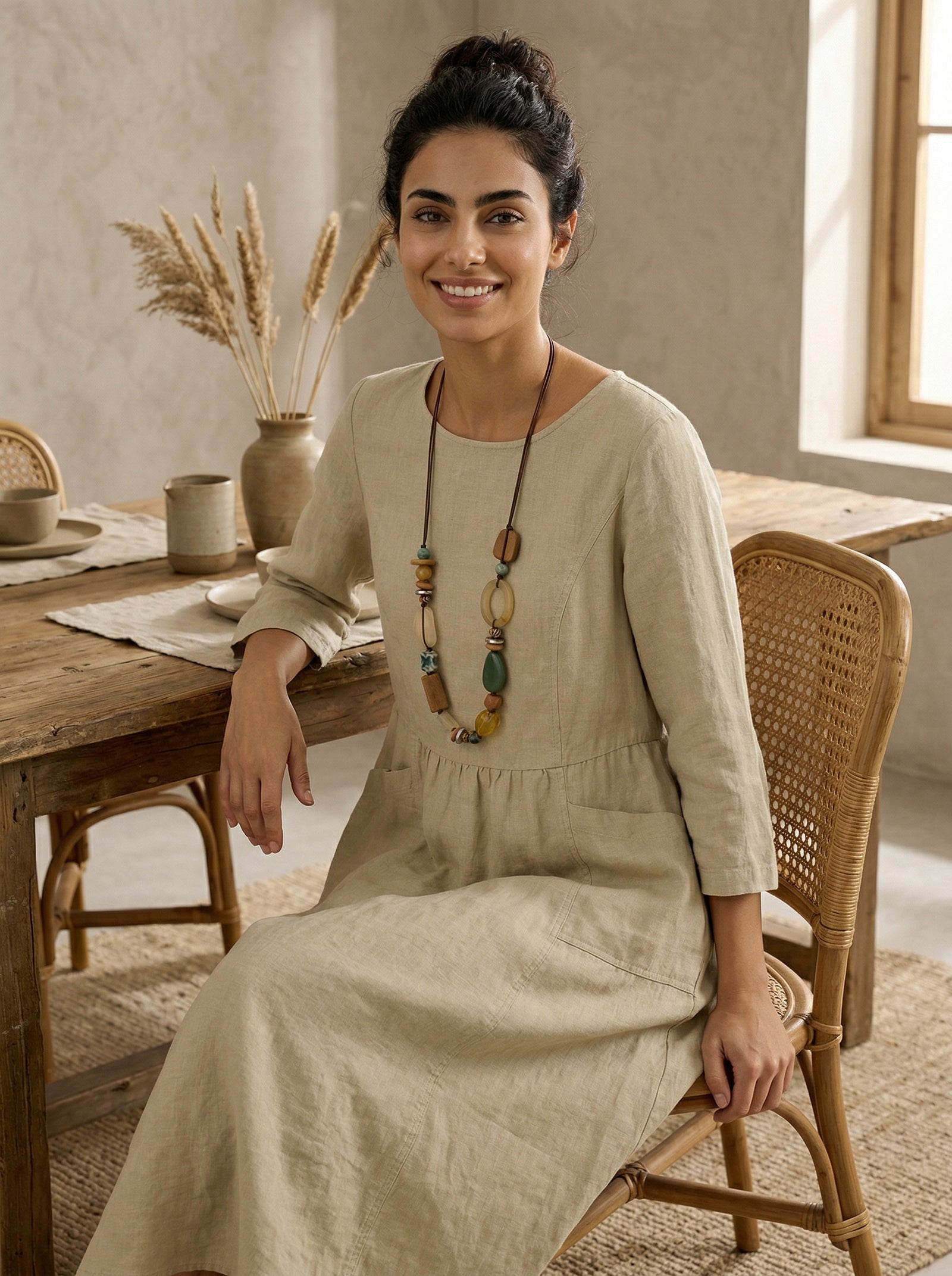 Bohemian Mixed Bead Long Pendant Necklace DestGlow
