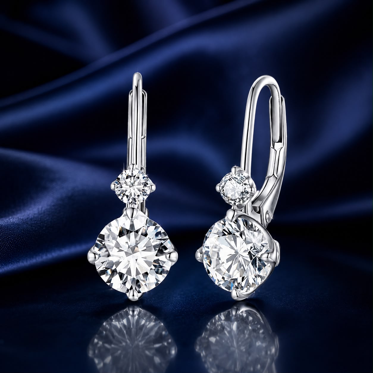 925 Sterling Silver Moissanite Earring with Pavé Setting, 6.5mm, for Women DestGlow