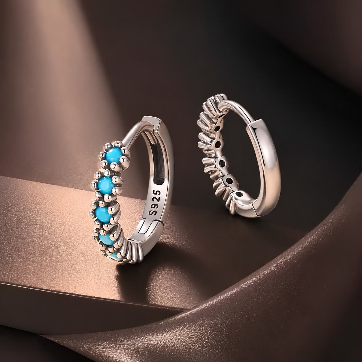 925 Sterling Silver Turquoise Earrings for Women 1.4x0.5cm DestGlow