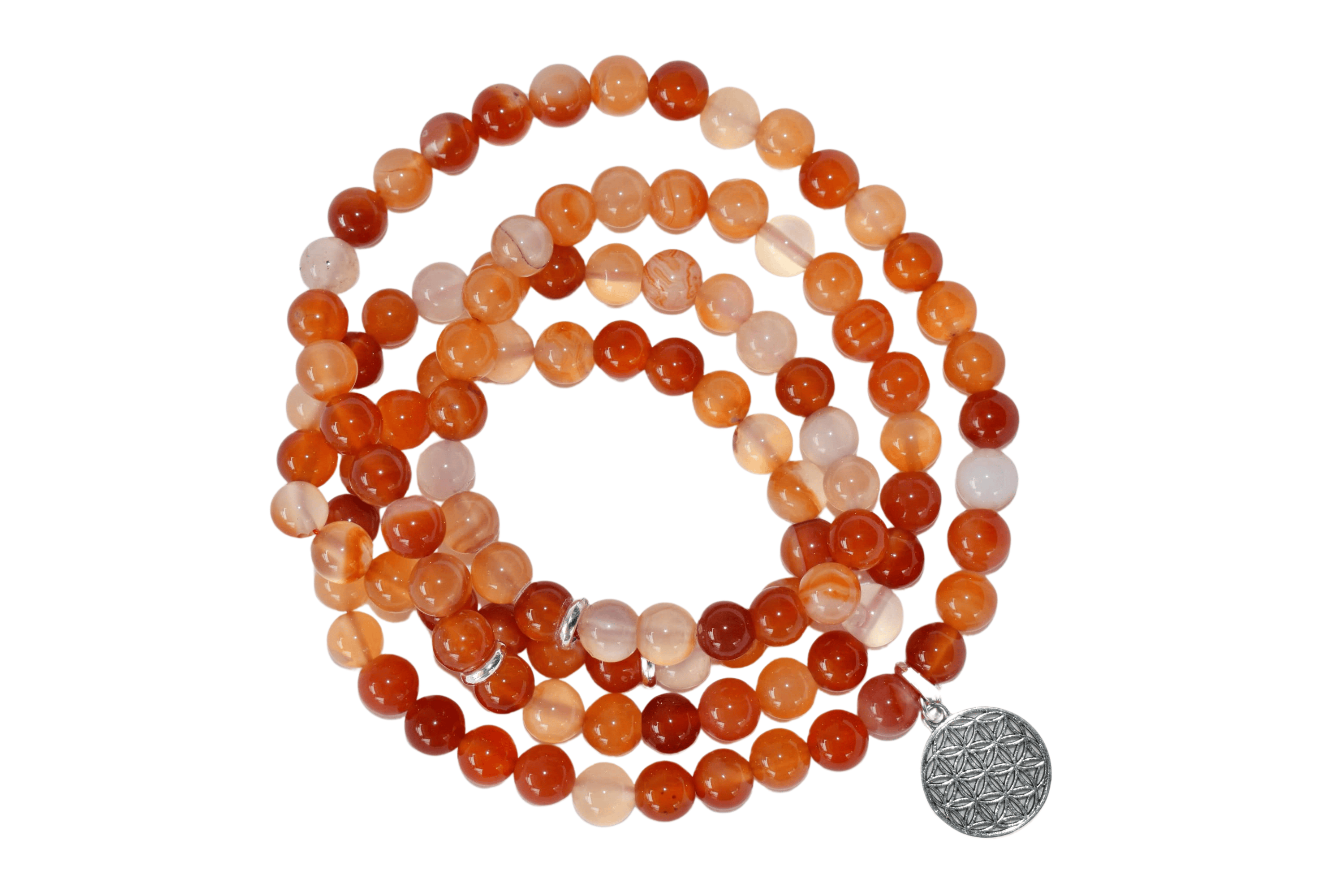 Carnelian Beads Mala Bracelet, 108 Prayer Beads Necklace (Vitality and Motivation) DestGlow