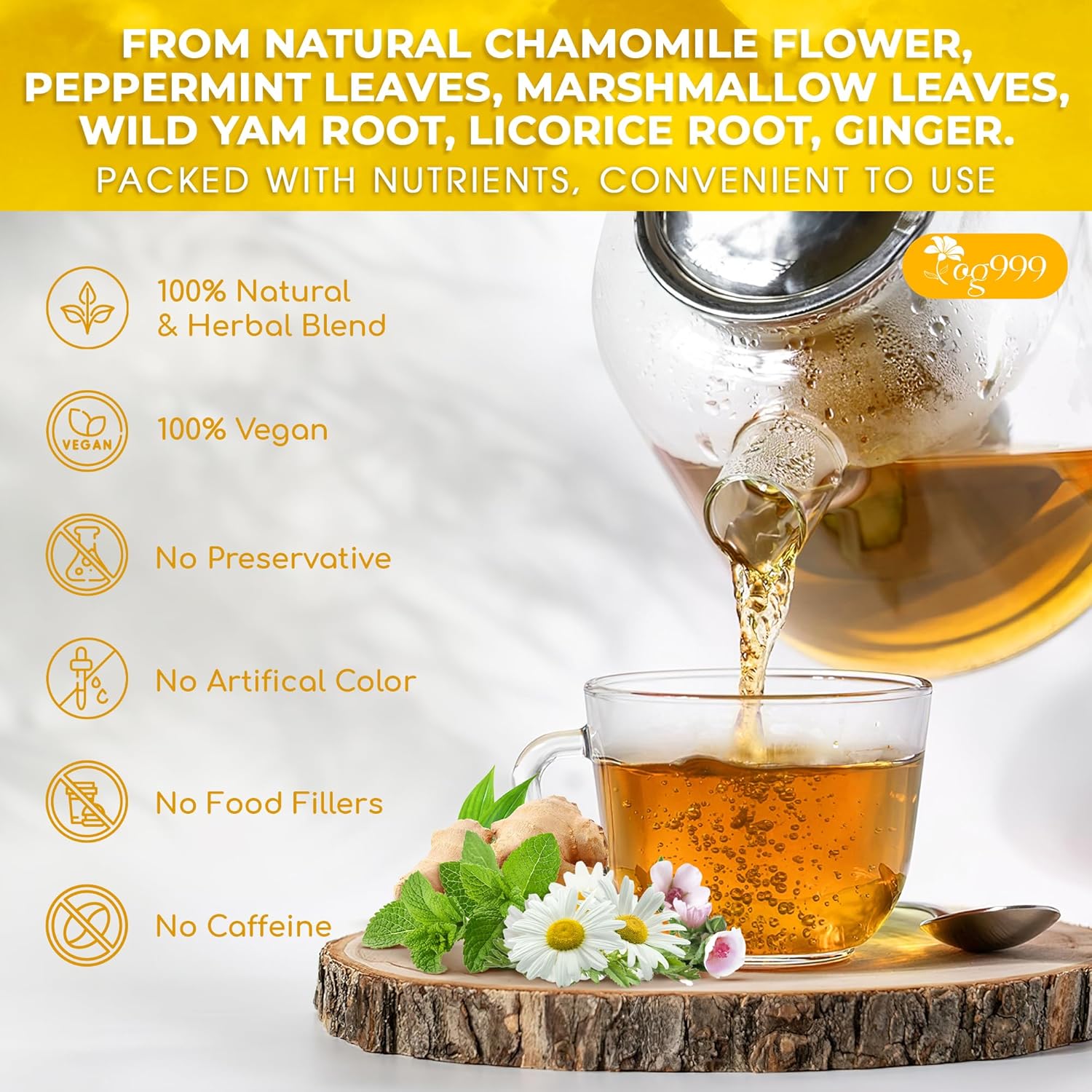 Premium Diverticulitis Tea Bags | 100% Natural Chamomile, Peppermint, Marshmallow Leaf, Wild Yam Root, Licorice & Ginger Herbal Blend by FreshDrinkUS - Natural and Premium Herbal Tea