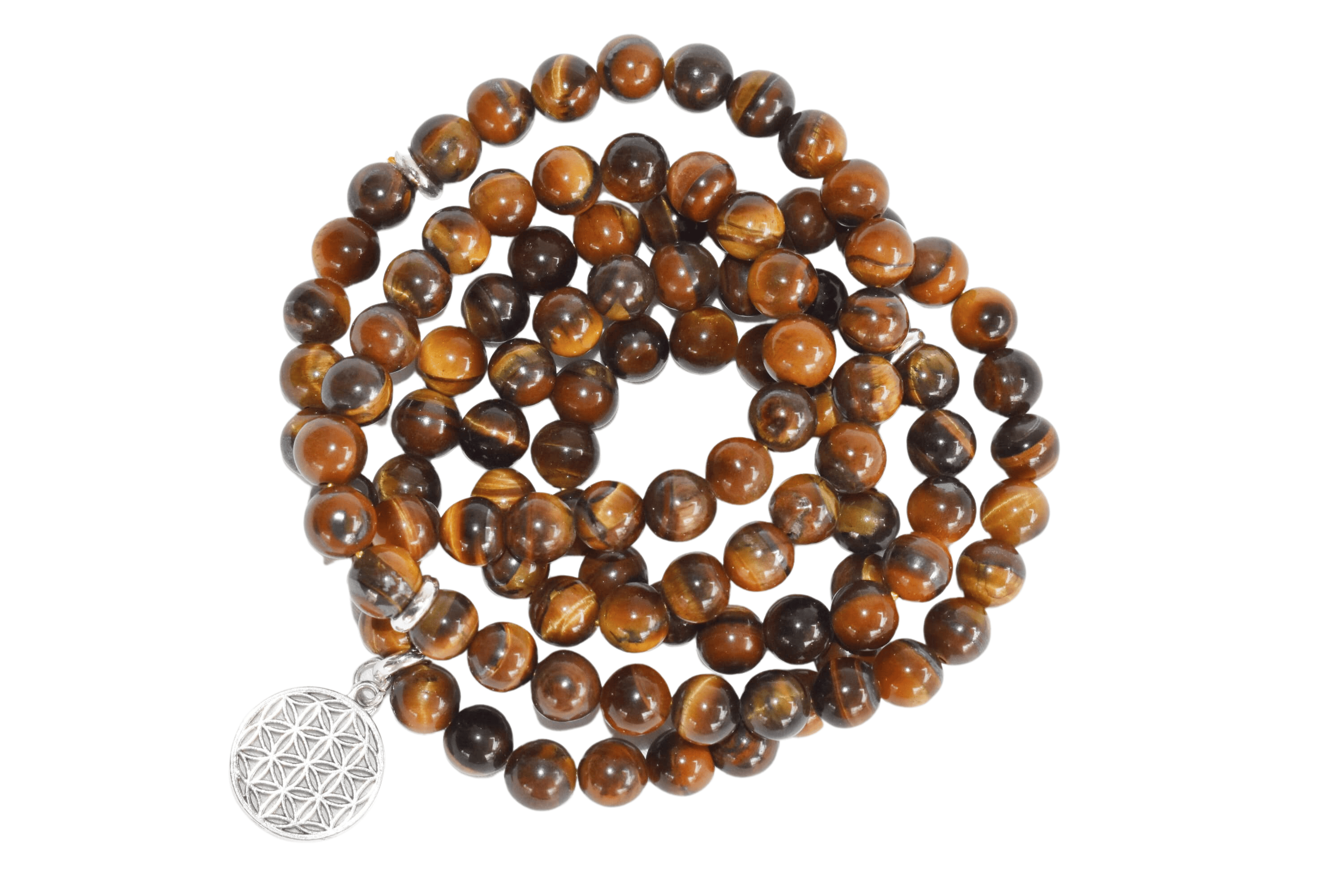 Tiger Eye Beads Mala Bracelet, 108 Prayer Beads Necklace (Protection and Inner Strength) DestGlow