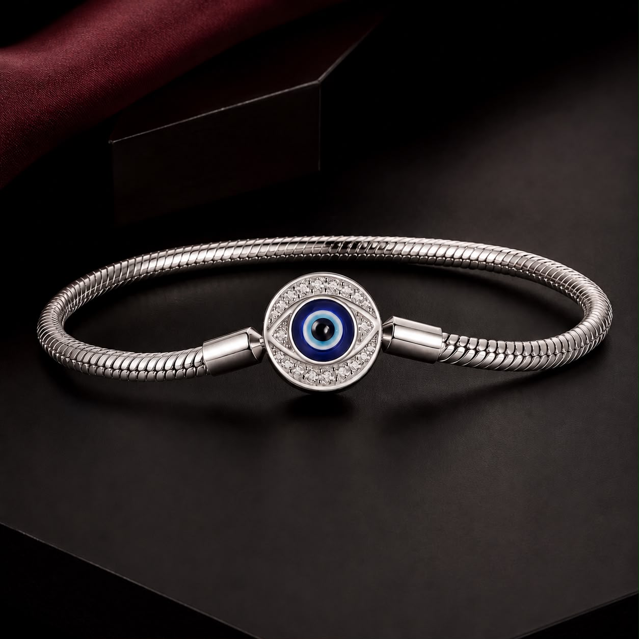 925 Sterling Silver Bracelet with CZ & Resin, Size 17.0 DestGlow