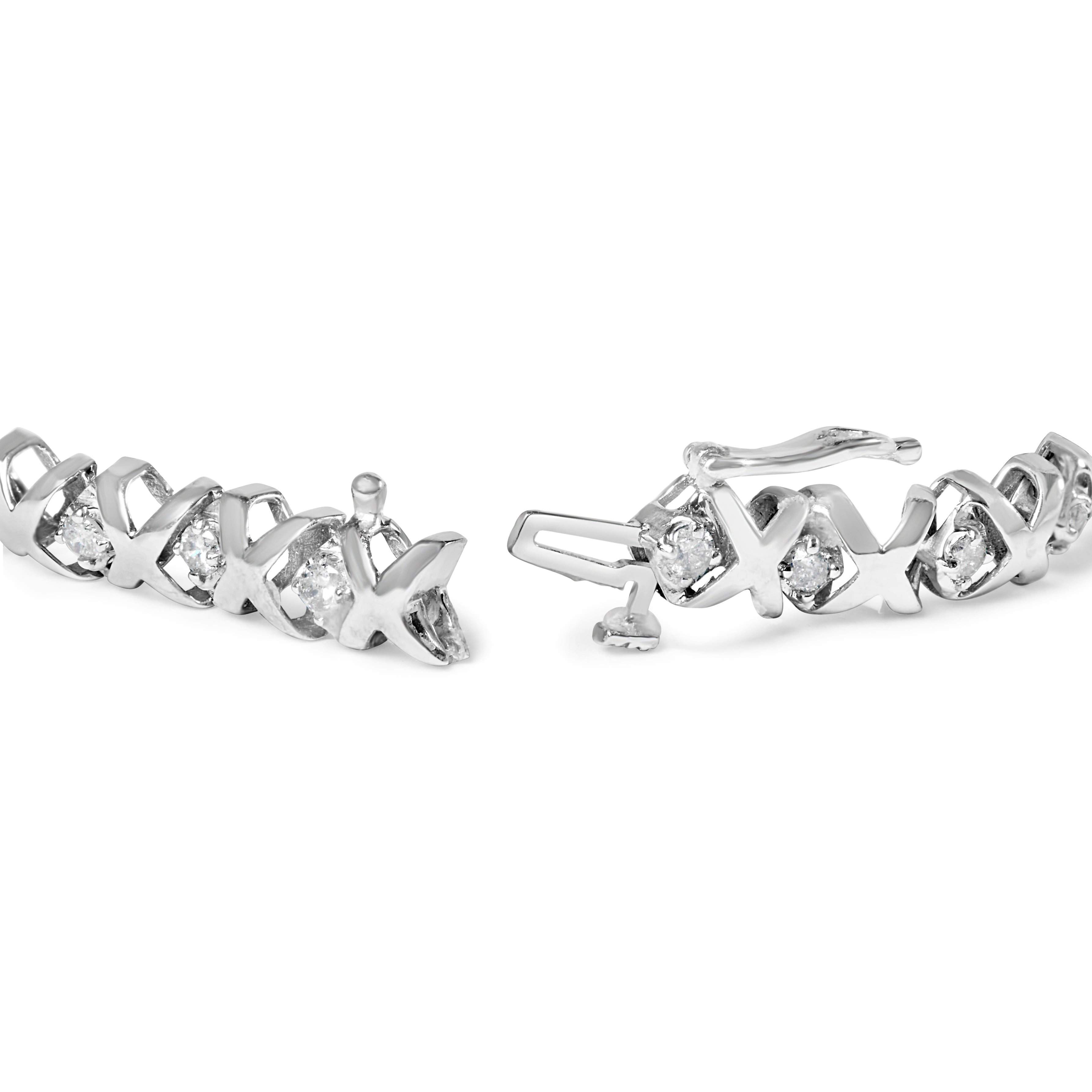 10K White Gold 1 1/2 Cttw Diamond Alternating Diamond and X-Link 7.5" Tennis Bracelet (H-I Color, I2-I3 Clarity) by Bids.com