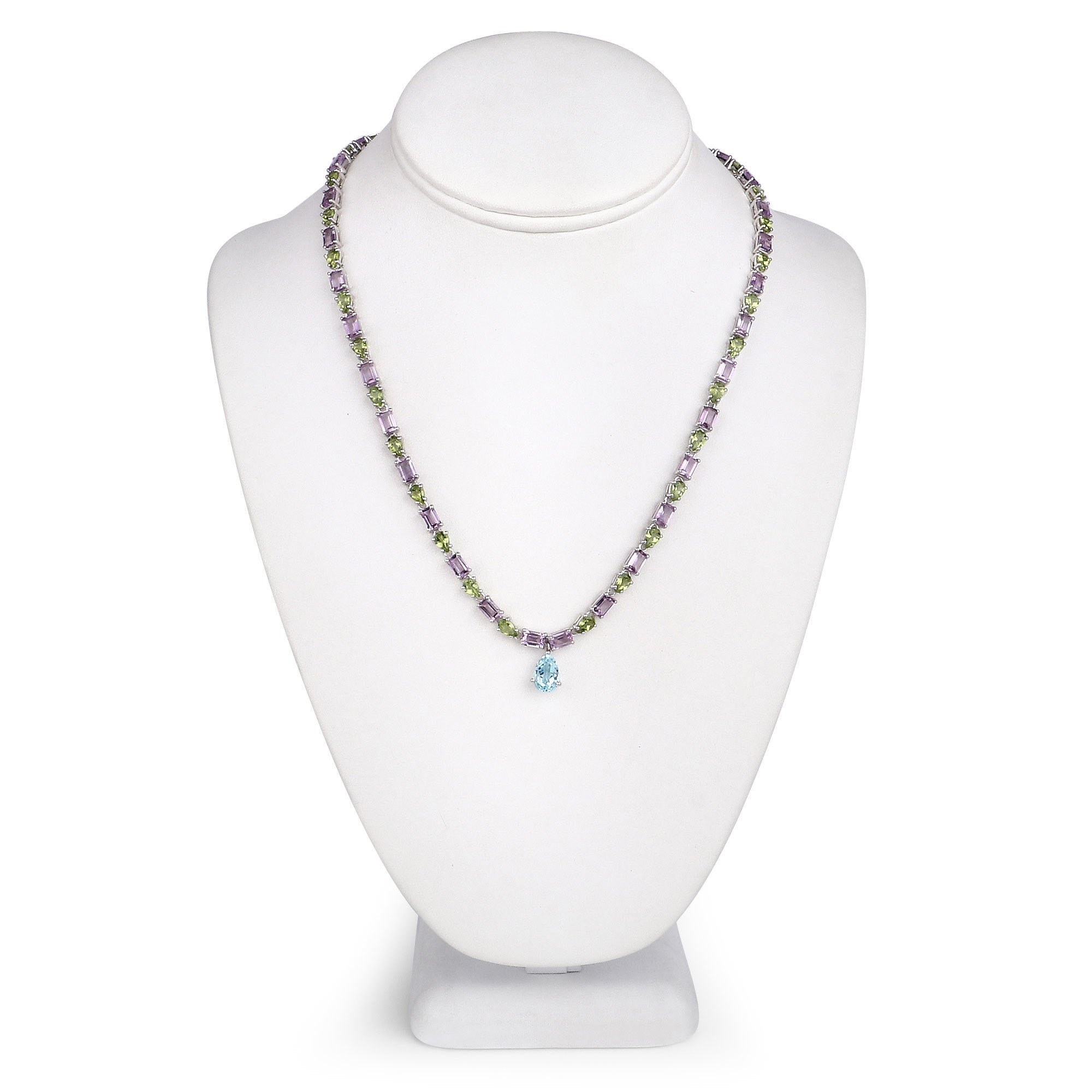 32.50 Carat Genuine Multi Stones .925 Sterling Silver Necklace by Bids.com