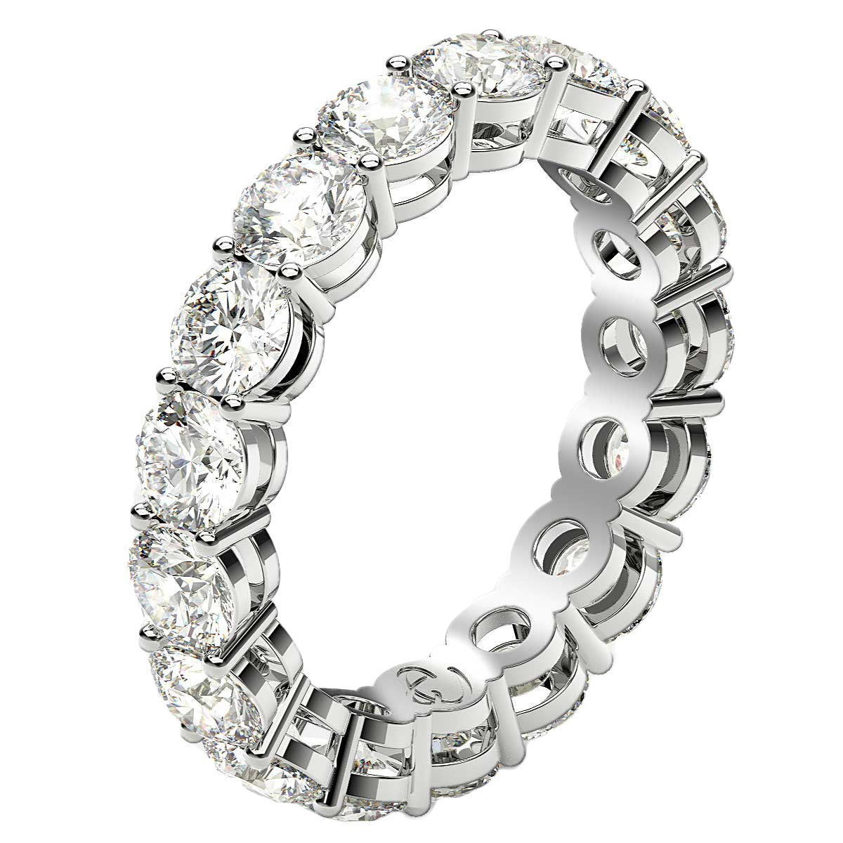Round Cut Lab Grown Diamond Eternity Ring in 14k White Gold (3 cttw FG/VS2) by Bids.com