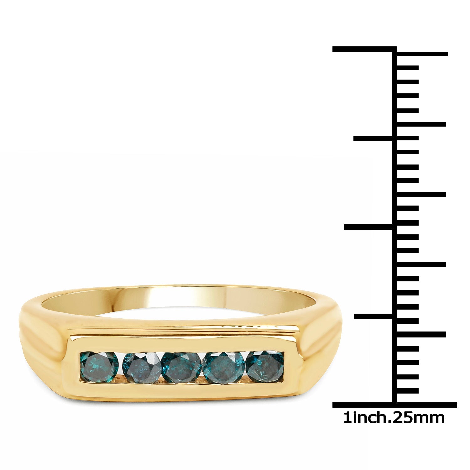 14K Yellow Gold Plated 0.50 Carat Genuine Blue Diamond .925 Sterling Silver Ring by Bids.com