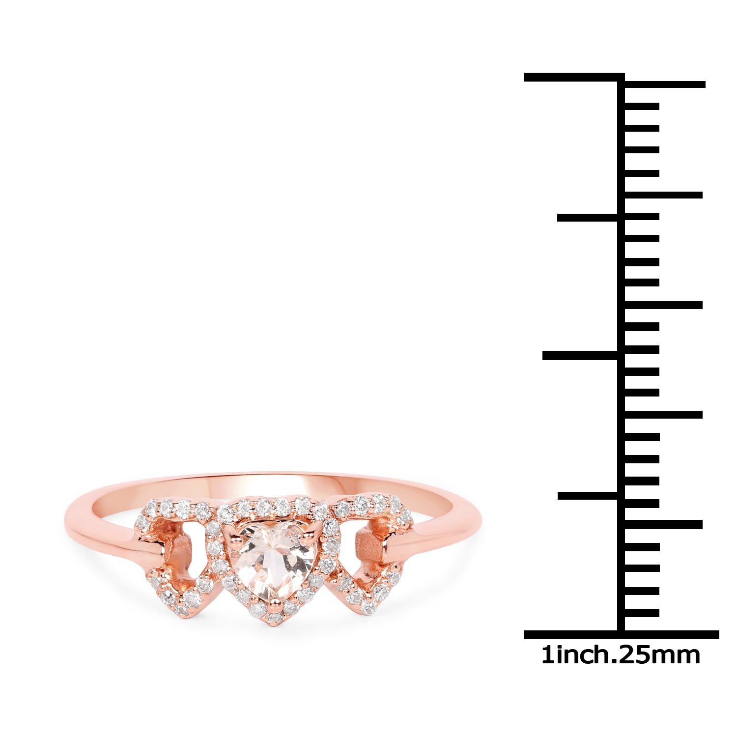 0.37 Carat Genuine Morganite and White Diamond 14K Rose Gold Ring by Bids.com