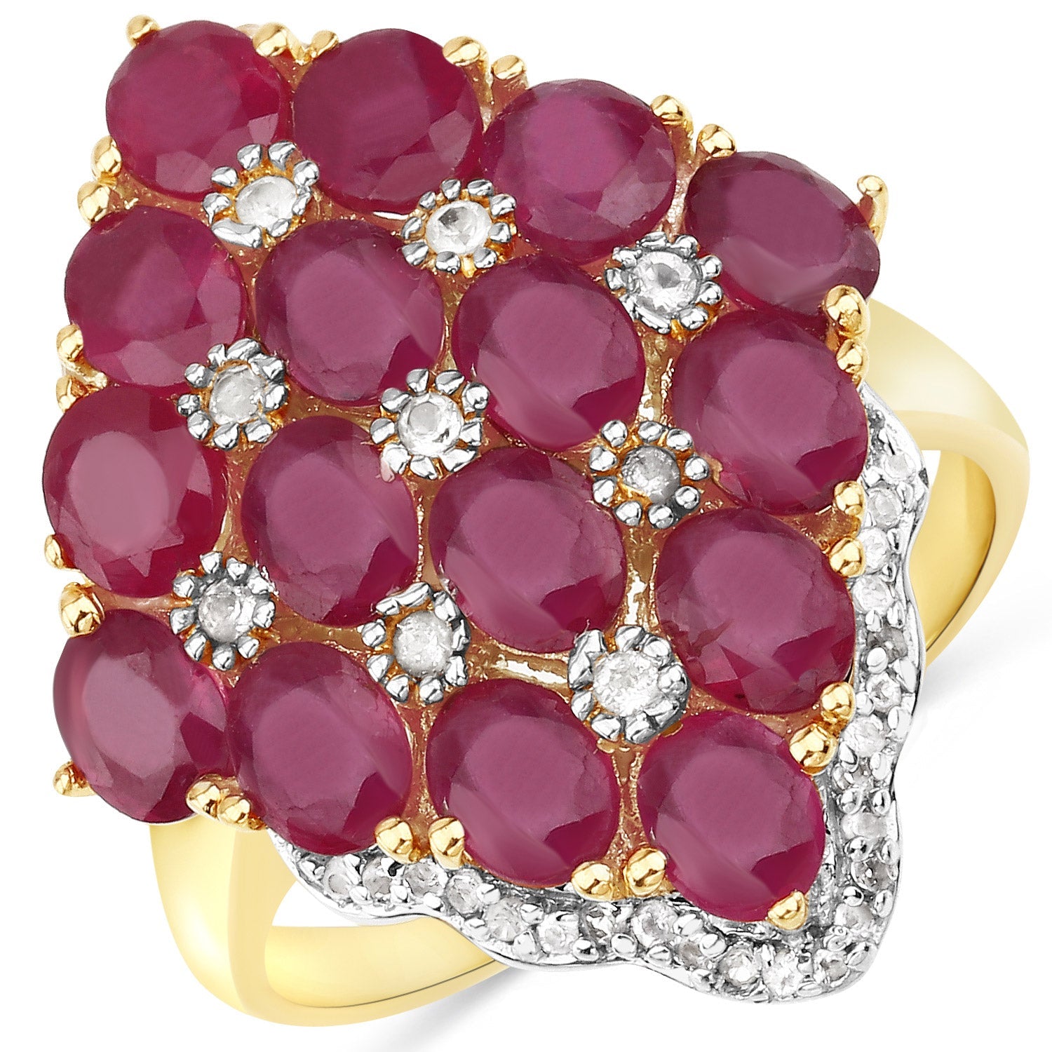 6.49 Carat Glass Filled Ruby and White Topaz .925 Sterling Silver Ring by Bids.com
