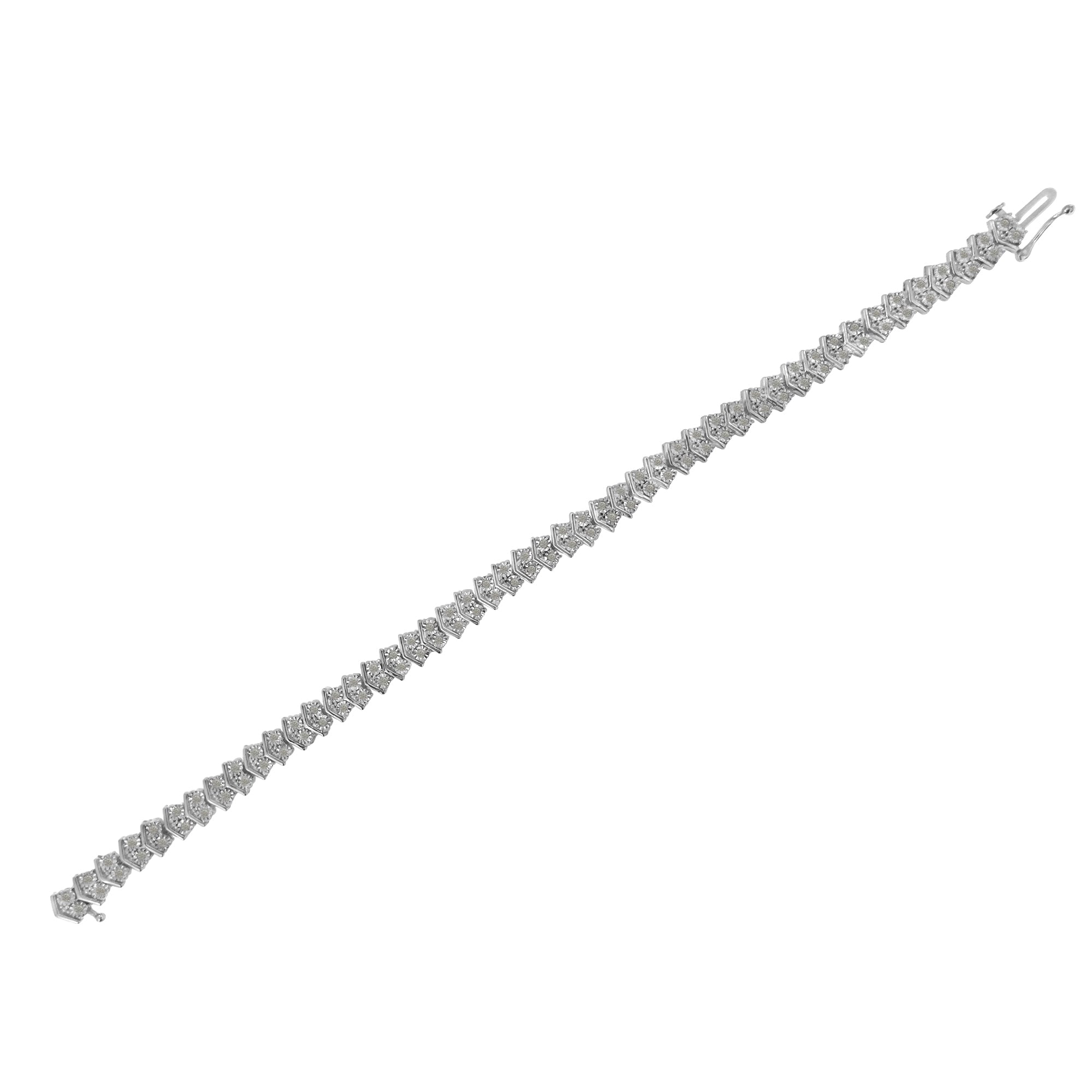 .925 Sterling Silver 1.0 cttw Diamond "Arrow" Shape Tennis Link Bracelet (I-J Color, I3 Clarity) -7.25" by Bids.com