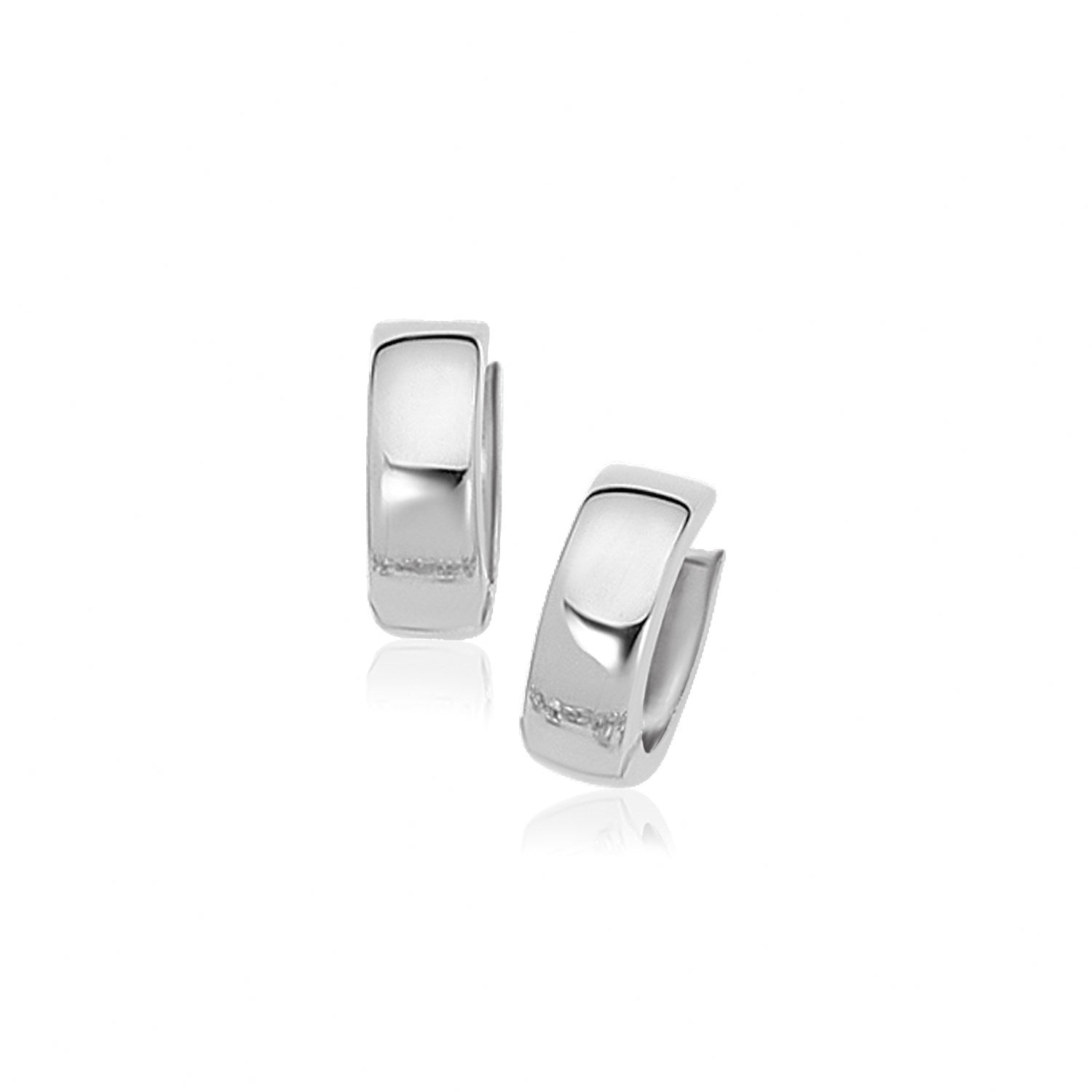 14k White Gold Snuggable Hoop Earrings DestGlow