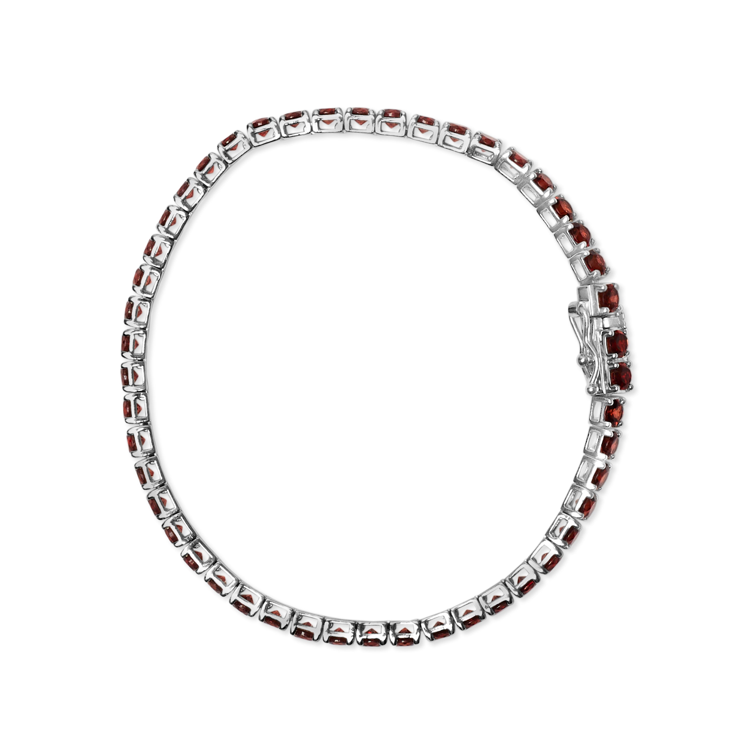 .925 Sterling Silver 10.0 Cttw Created Orange Garnet Tennis Bracelet - 7.25" by Bids.com