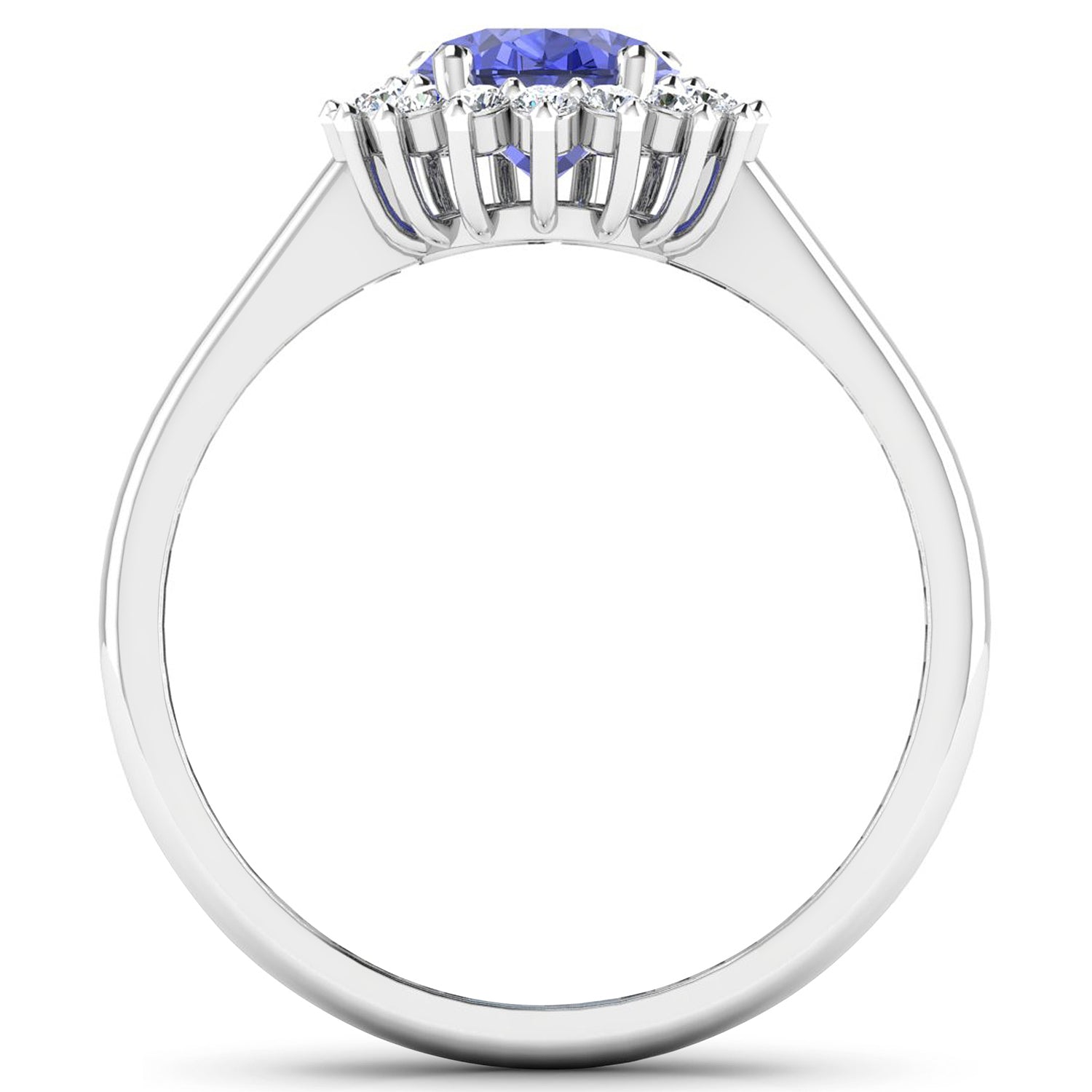 1.92 Carat Genuine Tanzanite and White Diamond 14K White Gold Ring by Bids.com