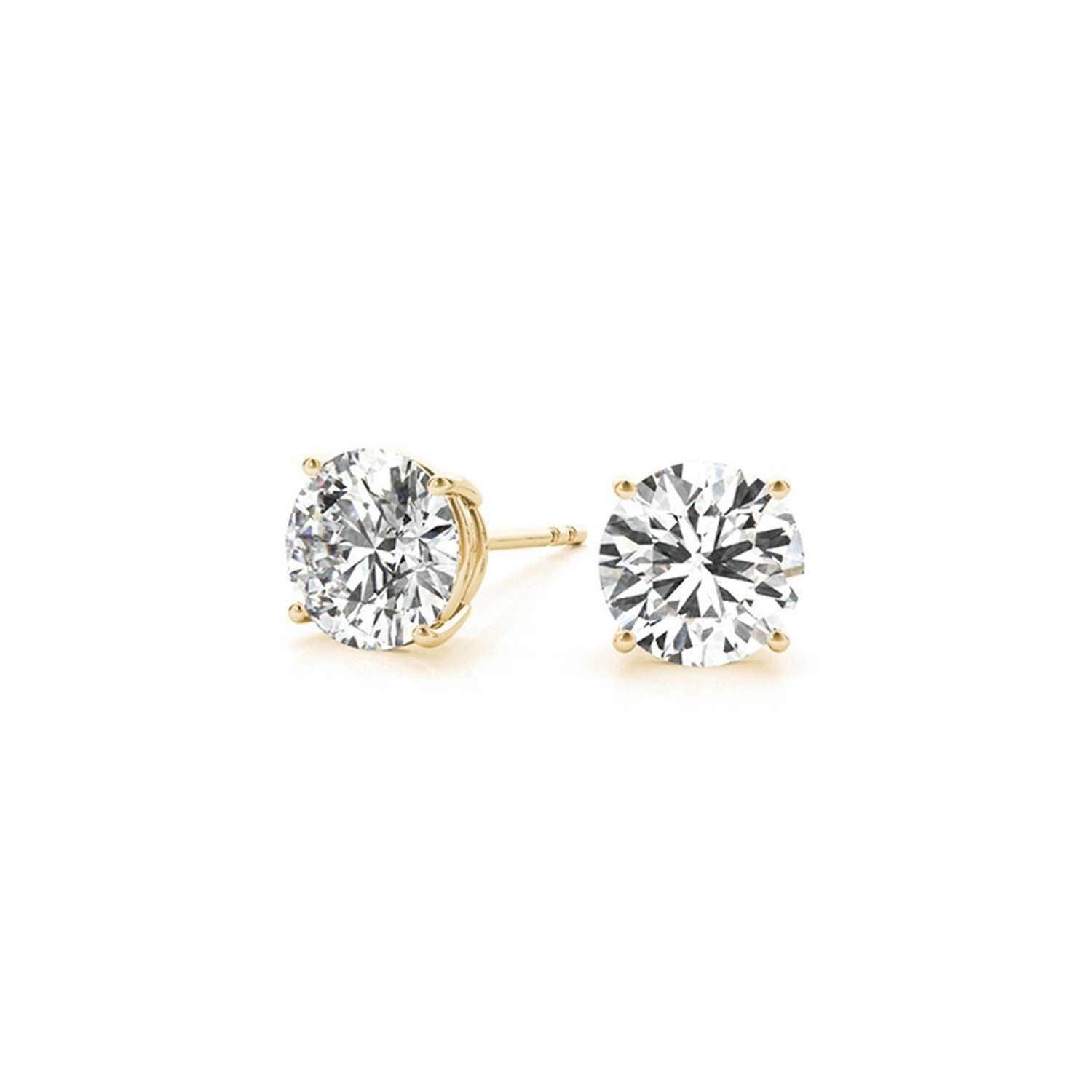 4 cttw Certified IGI Lab Grown Round Diamond Stud Earrings 14k Yellow Gold (G/VS2) DestGlow