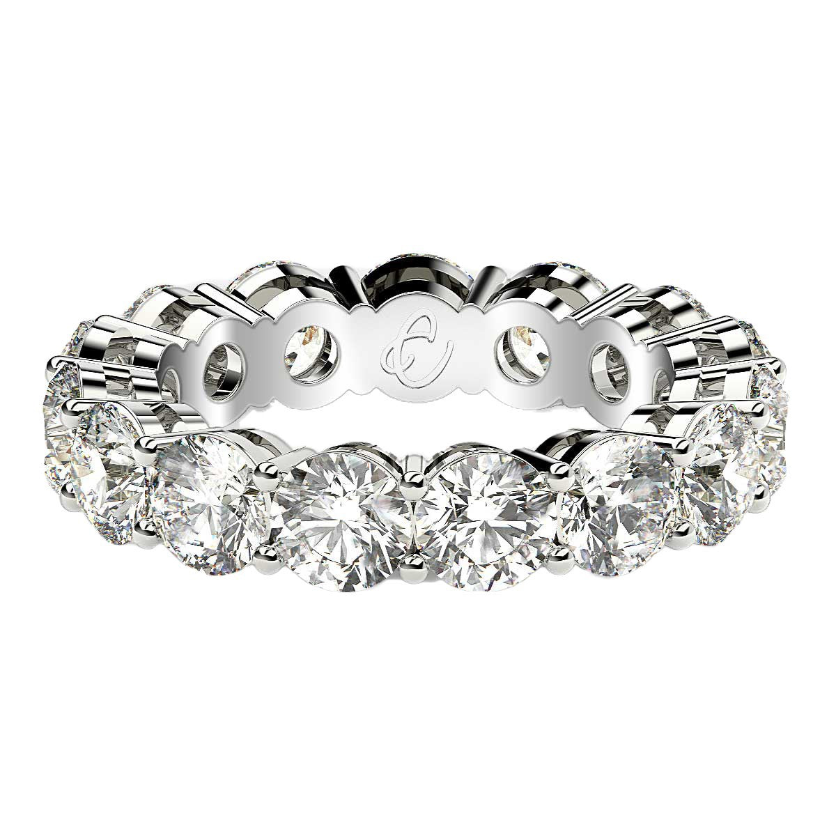 Round Cut Lab Grown Diamond Eternity Ring in 14k White Gold (5 cttw FG/VS2) DestGlow