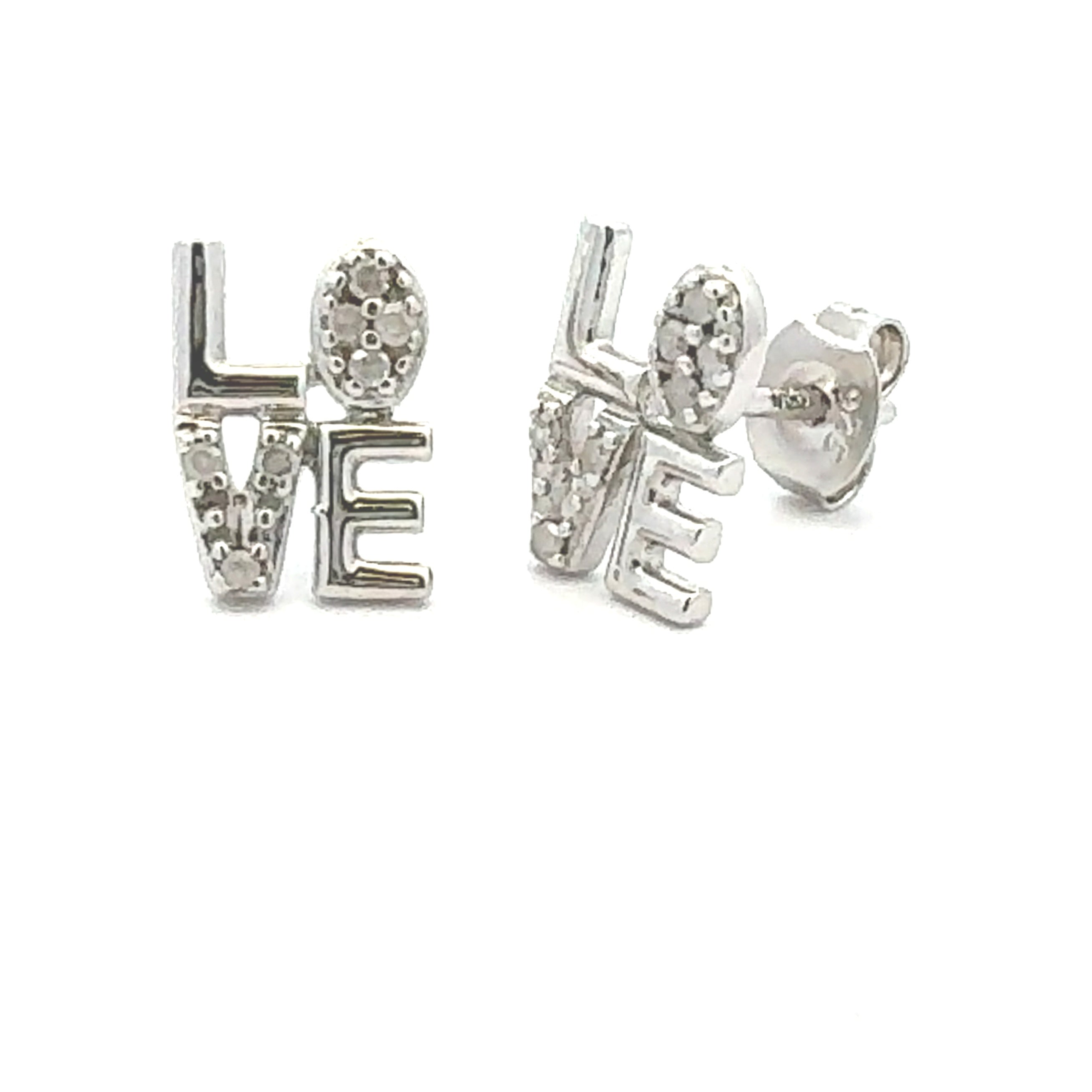 Genuine .03ct Diamond Earrings Sterling Silver by Bids.com