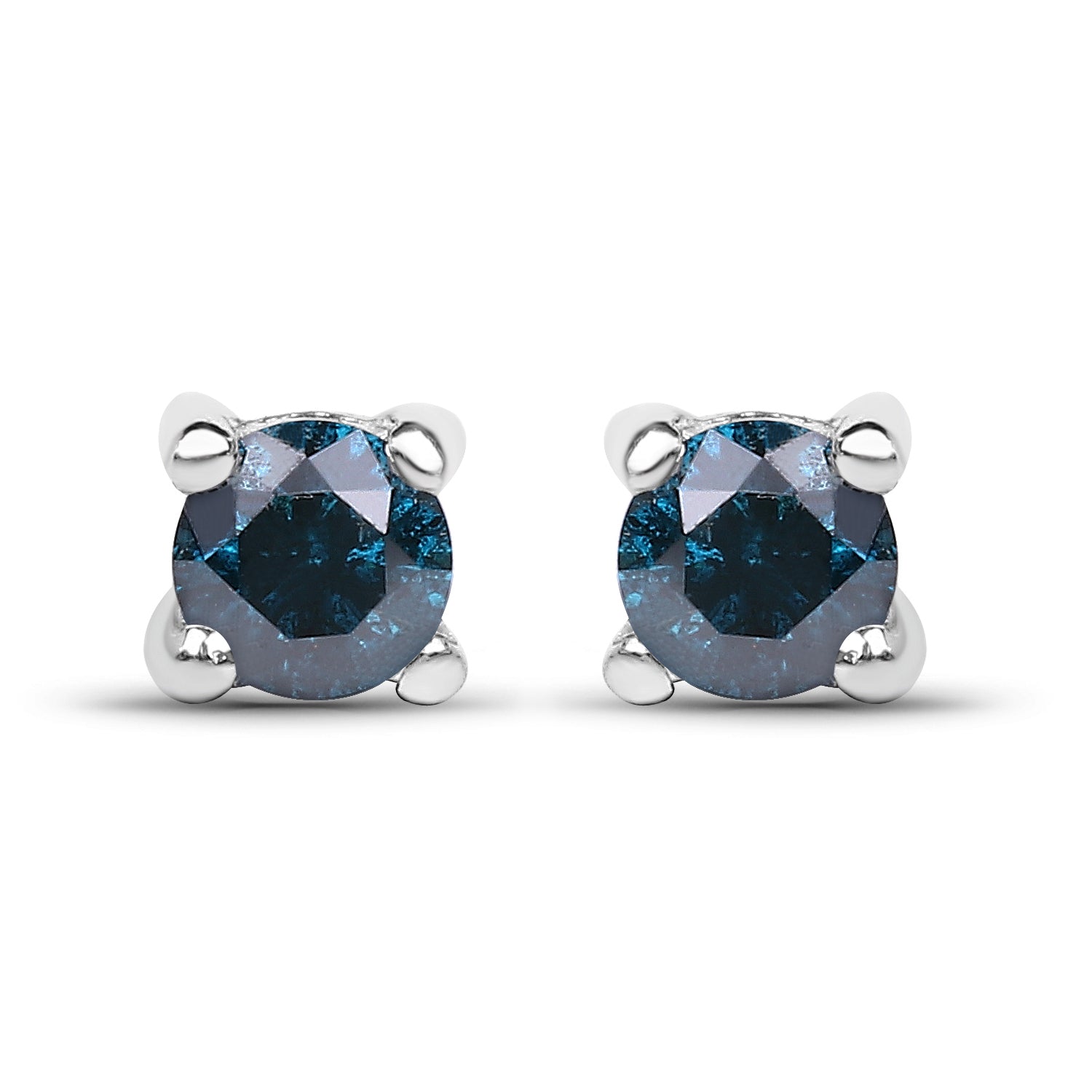 0.21 Carat Genuine Blue Diamond .925 Sterling Silver Earrings DestGlow