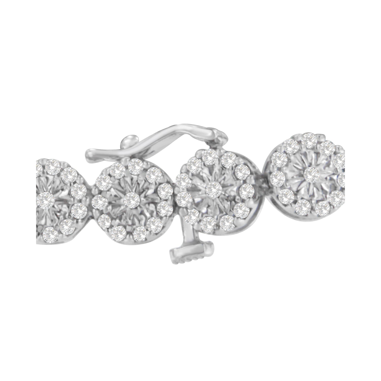 14K White Gold 2.00 Cttw Diamond Halo Link Tennis Bracelet (H-I Color, I1-I2 Clarity) - 7" Inches by Bids.com