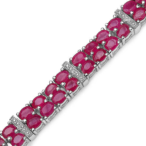 16.77 Carat Genuine Glass Filled Ruby & White Topaz .925 Sterling Silver Bracelet by Bids.com