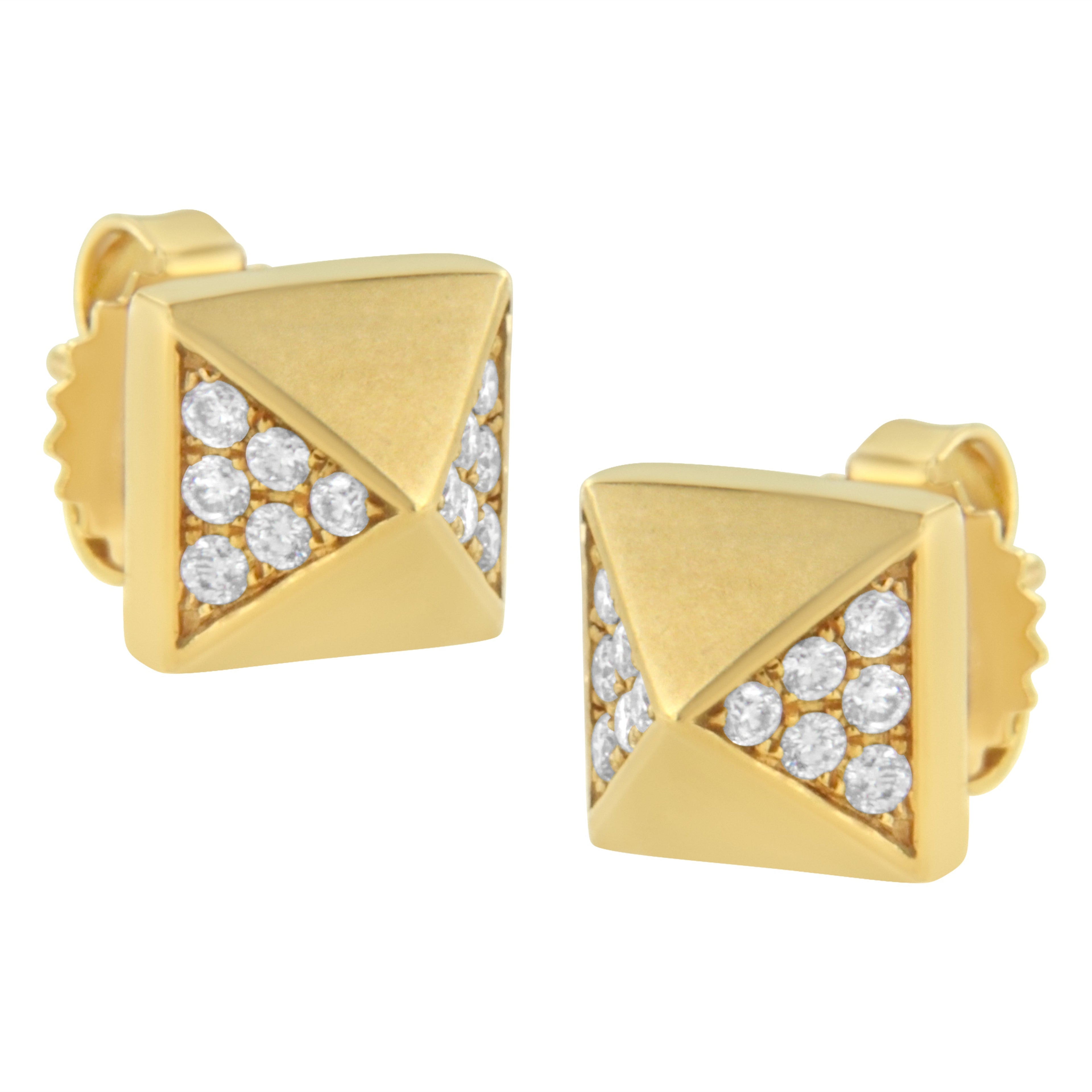 14K Yellow Gold 1/4 Cttw Diamond Pyramid Stud Earring (G-H Color, SI1-SI2 Clarity)