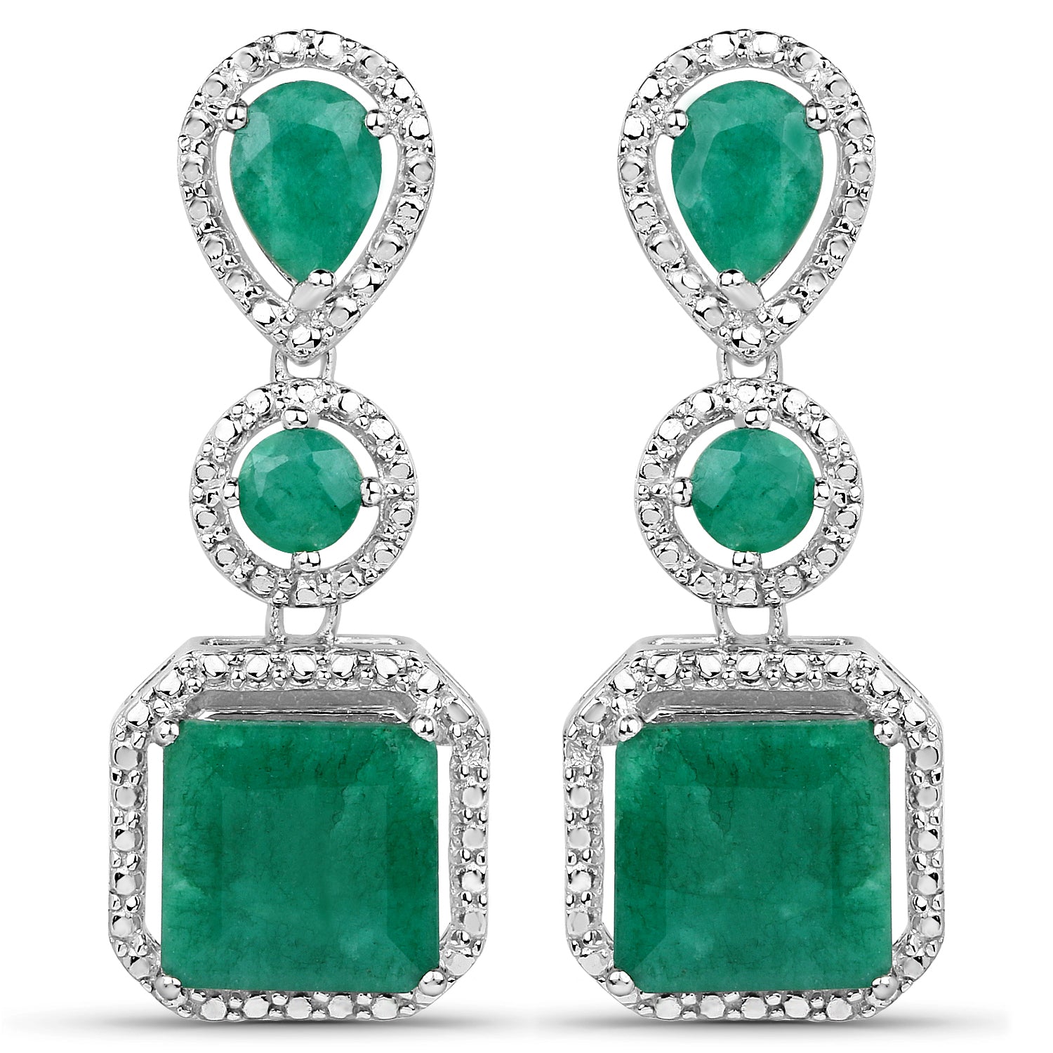 7.85 Carat Dyed Emerald .925 Sterling Silver Earrings DestGlow