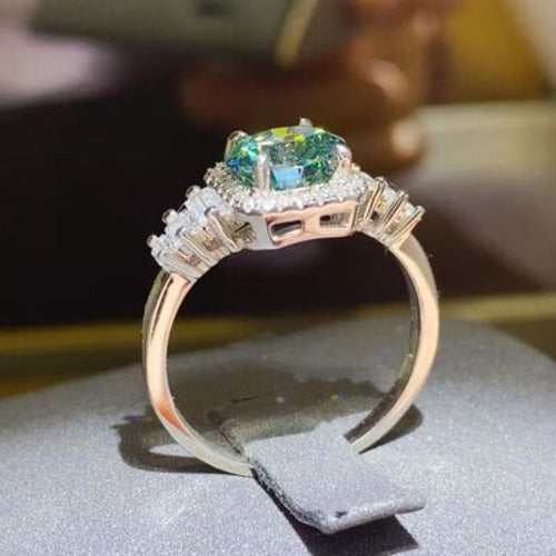 3 Carat Moissanite Ring - Platinum Plated 925 Sterling Silver