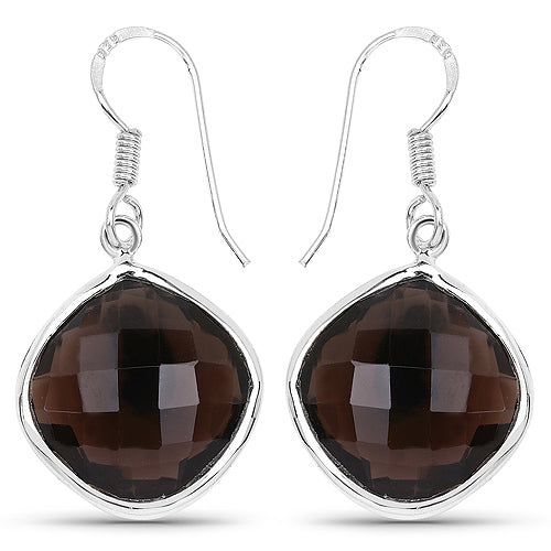 22.80 Carat Genuine Smoky Quartz .925 Sterling Silver Earrings by Bids.com