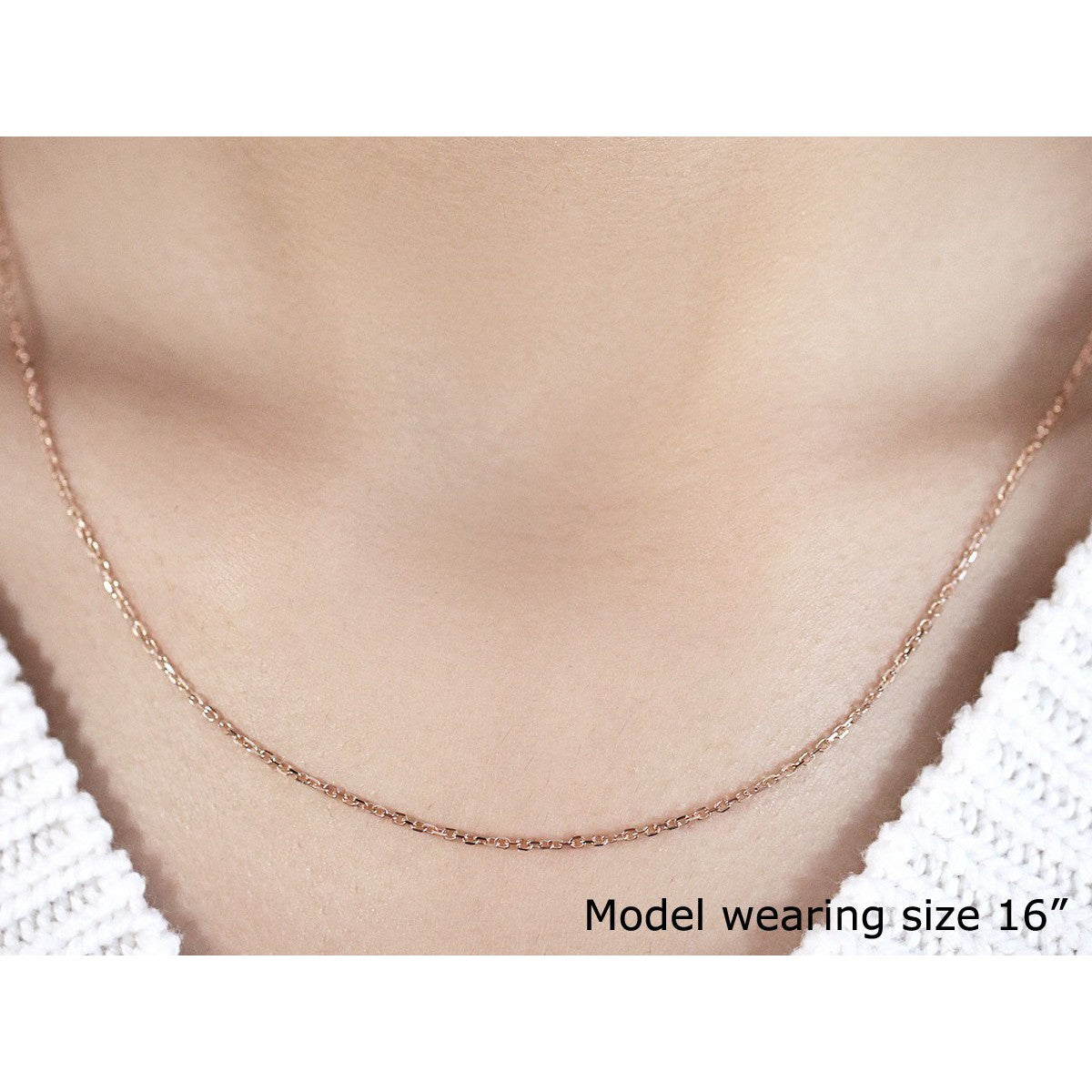 14k Rose Gold Diamond Cut Cable Link Chain 1.3mm by Bids.com