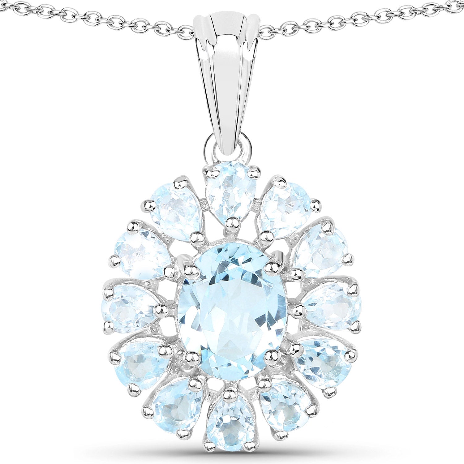 14.02 Carat Genuine Blue Topaz and White Topaz .925 Sterling Silver 3 Piece Jewelry Set (Ring, Earrings, and Pendant w/ Chain) by Bids.com
