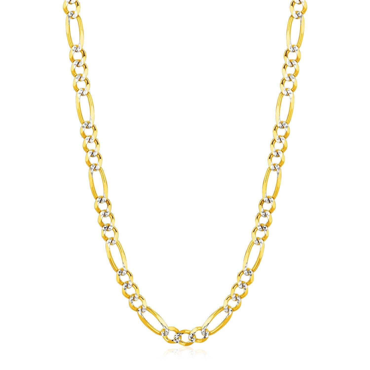 6.0mm 14K Yellow Gold Solid Pave Figaro Chain