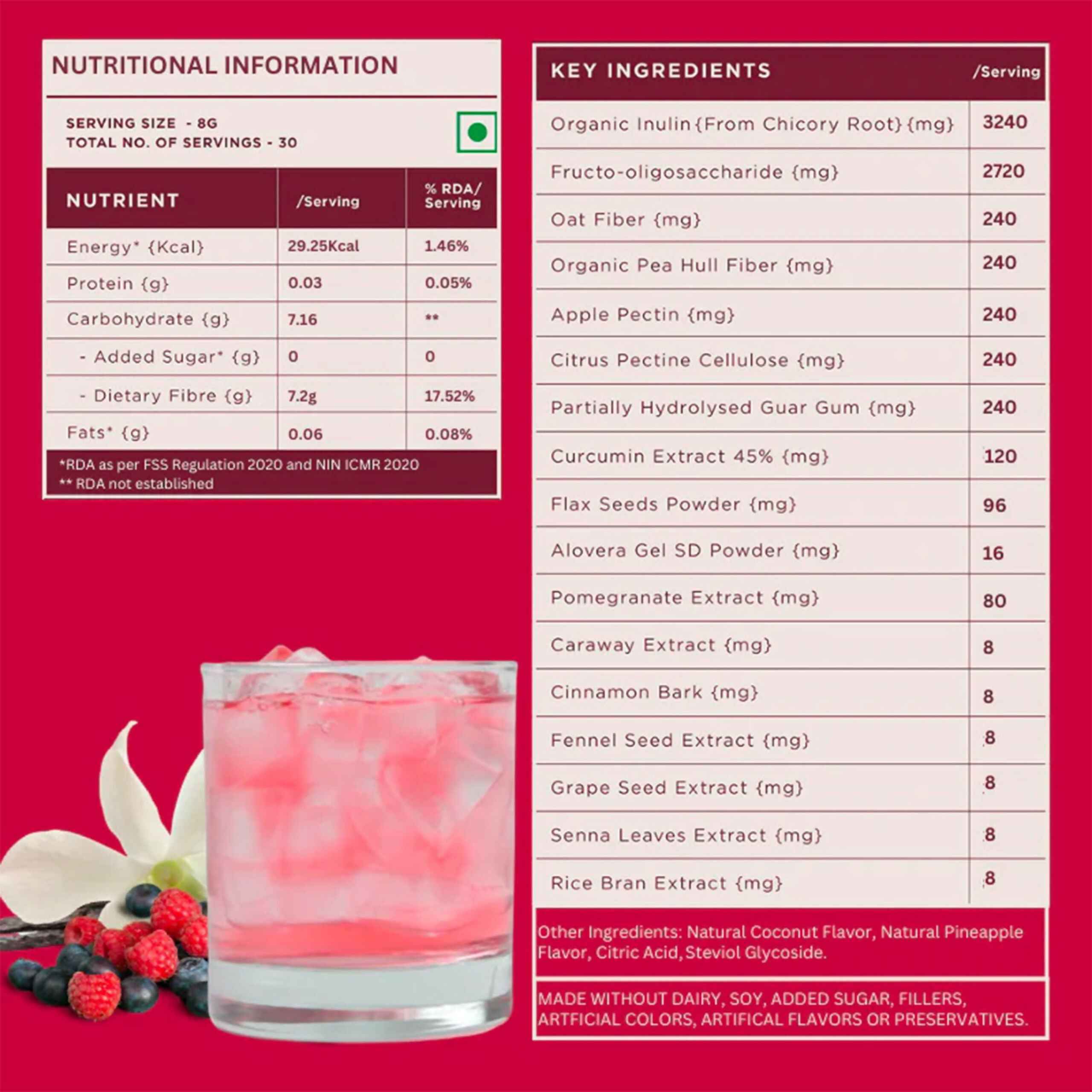 Wellbeing Nutrition Daily Fiber Powder - Vanilla Berry & Pina Colada Combo