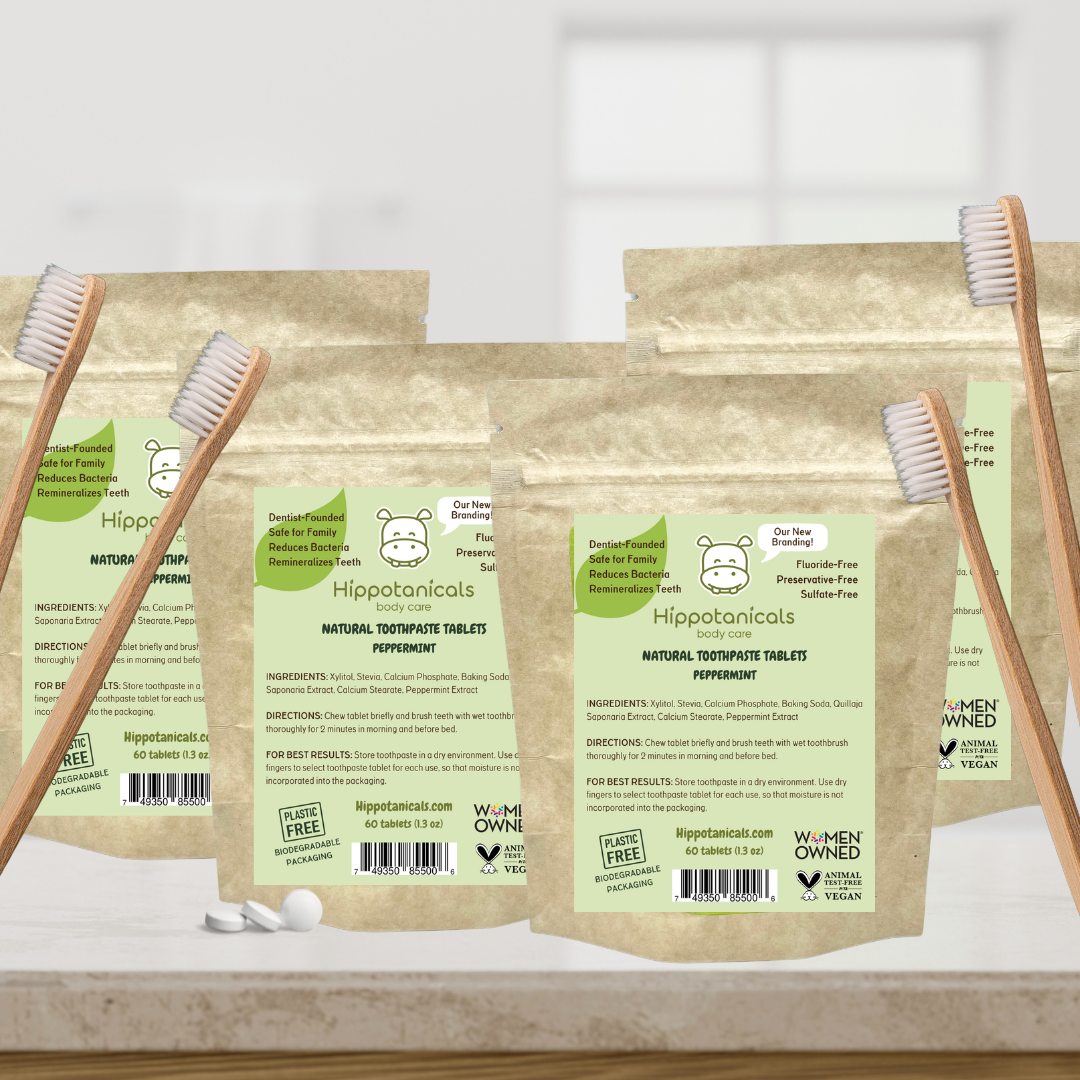 Value Pack Natural Peppermint Toothpaste Tablets Bundles by Hippotanicals