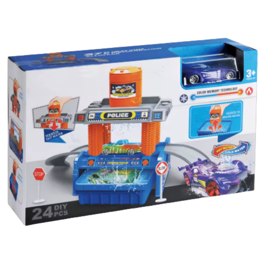 Six Six Zero DIY Color Change Car Wash Playset (Blue, 24 Pcs) DestGlow