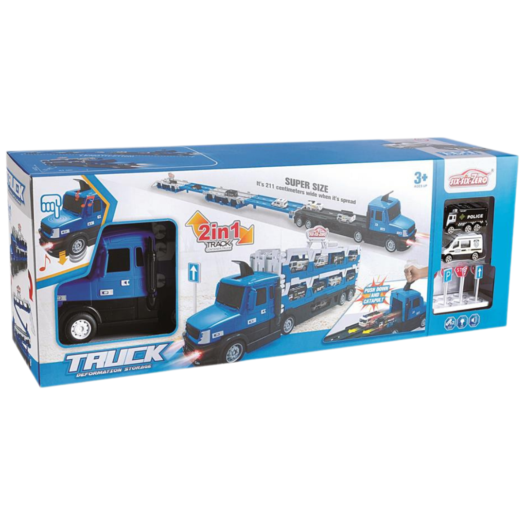 Six Six Zero Super Size 2-in-1 Police Truck Track Set (83" Wide) DestGlow