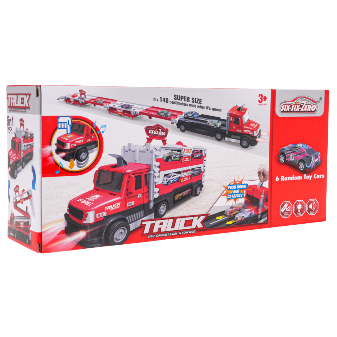 Six Six Zero Dinosaur Transport Truck & Parking Playset (Green) DestGlow